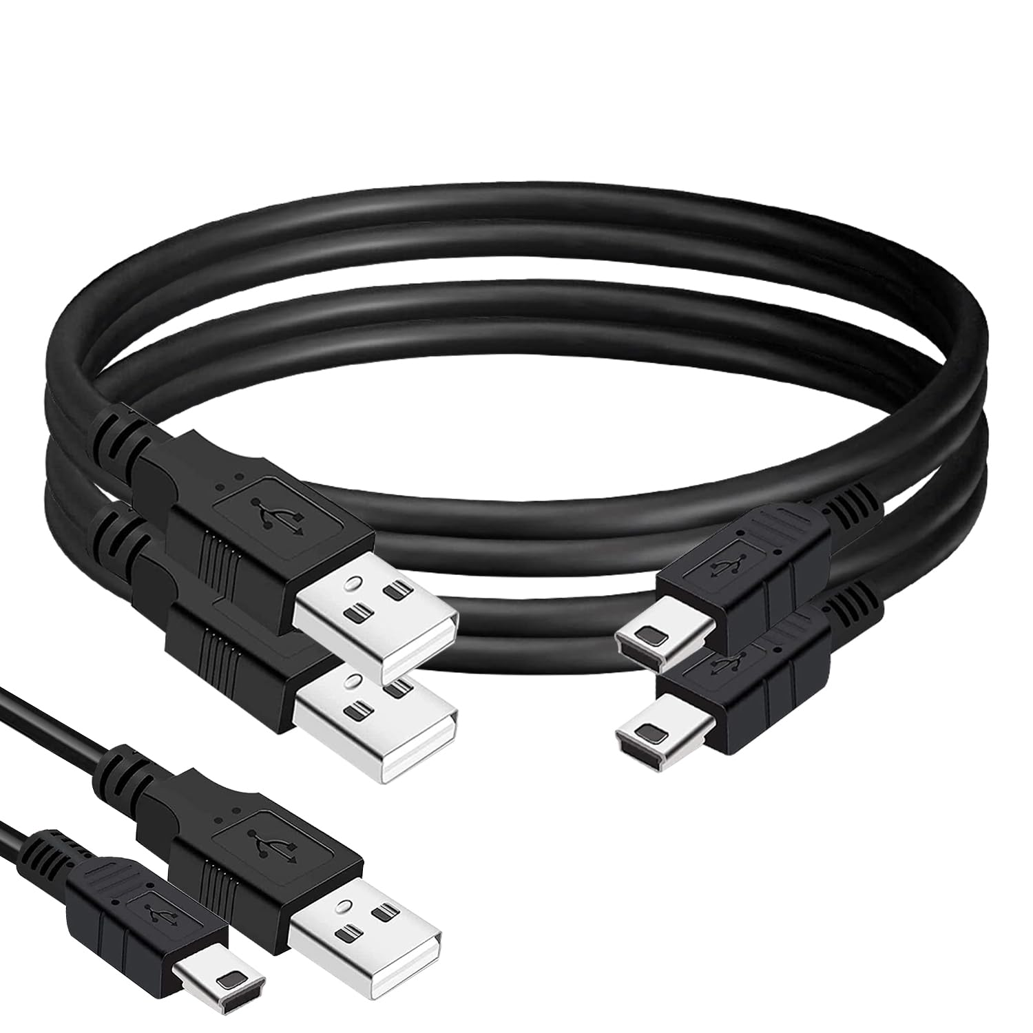 Brendaz Mini Usb Cable (2 Pack)   Usb Mini To Usb Charging Cord & Data Transfer Compatible With Gopro Hero4 Hero 3+, Garmin Gps, Ti 84 Plus, Ti84 Calculator, Dash Cam, Dslr Camera, Usb Mic. (6 Feet)