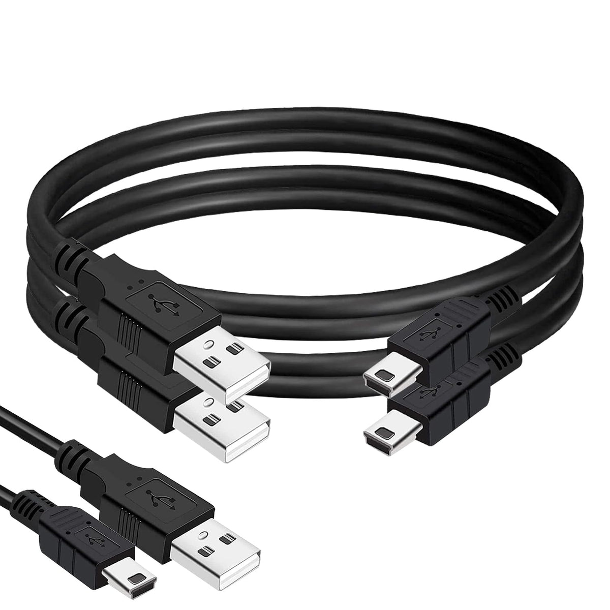 Mini Usb Cable 10Ft. (2 Pack)   Usb Mini To Usb Charging Cord & Data Transfer Compatible With Gopro Hero4 Hero 3+, Garmin Gps, Ti 84 Plus, Ti84 Calculator, Dash Cam, Dslr Camera, Usb Mic. (10 Feet)