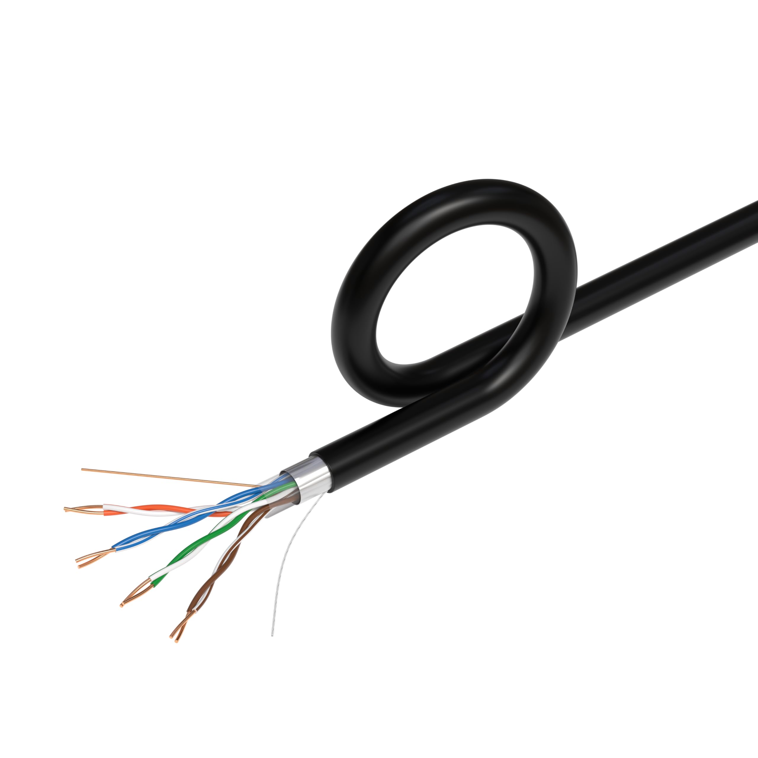 Cables Direct Online 500Ft Direct Burial Cat5E Ftp Outdoor 24 Awg Uv Resistant Cable Unshielded Copper Clad Aluminum Wire Solid