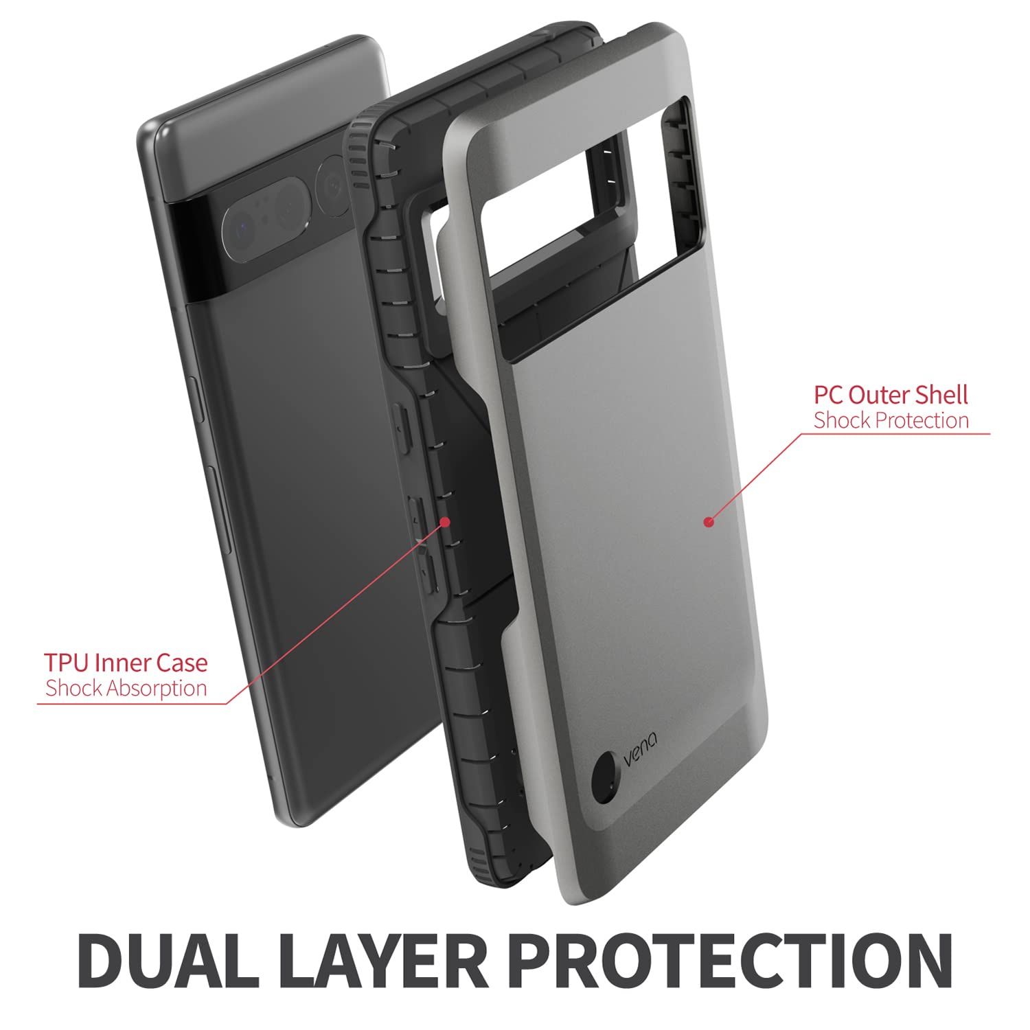 Vena Outcross For Google Pixel 7 Pro Case, Military Grade Drop Protection, Dual Layer Shockproof Protective Phone Case   Graphit