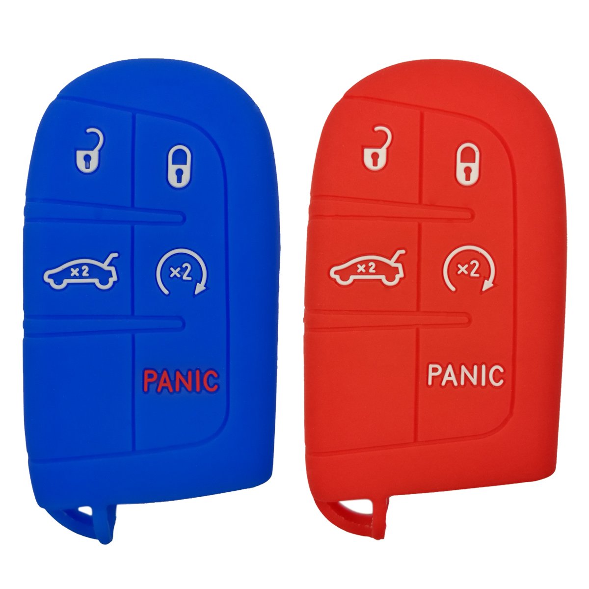 Coolbestda 2Pcs Key Fob Cover Keyless Entry Jacket Protector For 2017 2018 2019 2020 2021 Jeep Grand Cherokee Compass Dodge Chal