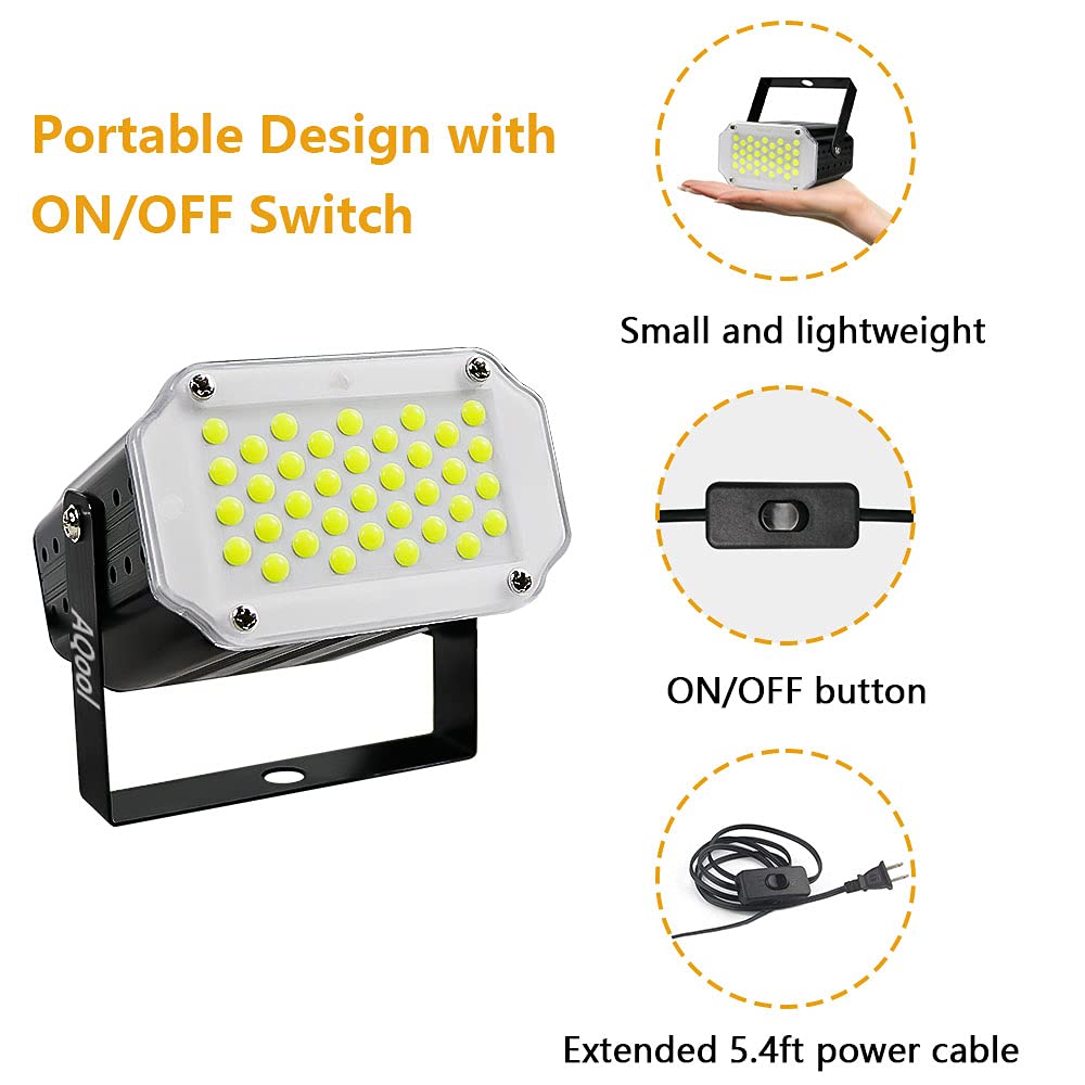[2 Pack] Aqool White Strobe Lights, Super Bright 36 Led Mini Strobe Light For Parties, Sound Activated & Speed Control Dj Stage