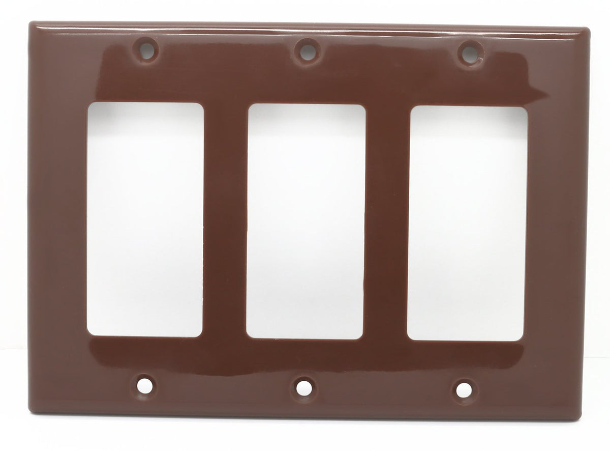 Riteav Blank Wall Plate For Keystone Jacks   Brown 3 Gang Decorative