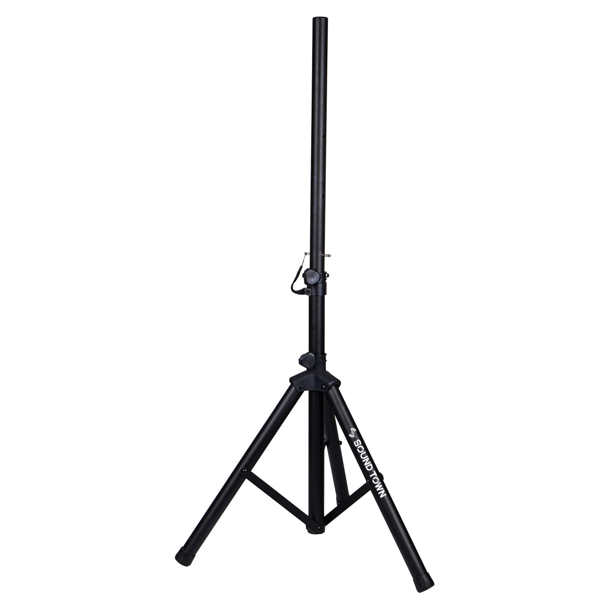 Sound Town 2-Pack Universal Tripod Speaker Stands With Adjustable Height, 35Mm Compatible Insert, Locking Knob And Shaft Pin, Bl