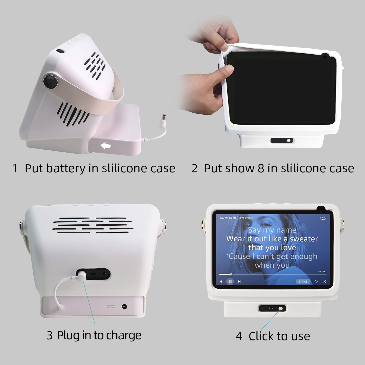 Blanou Battery Base For Show 8 1St & 2Nd, Portable Show 8 Charger, Xiaodu Smarts Speaker Battery Stand 15600Mah, 9.5 Hours Work