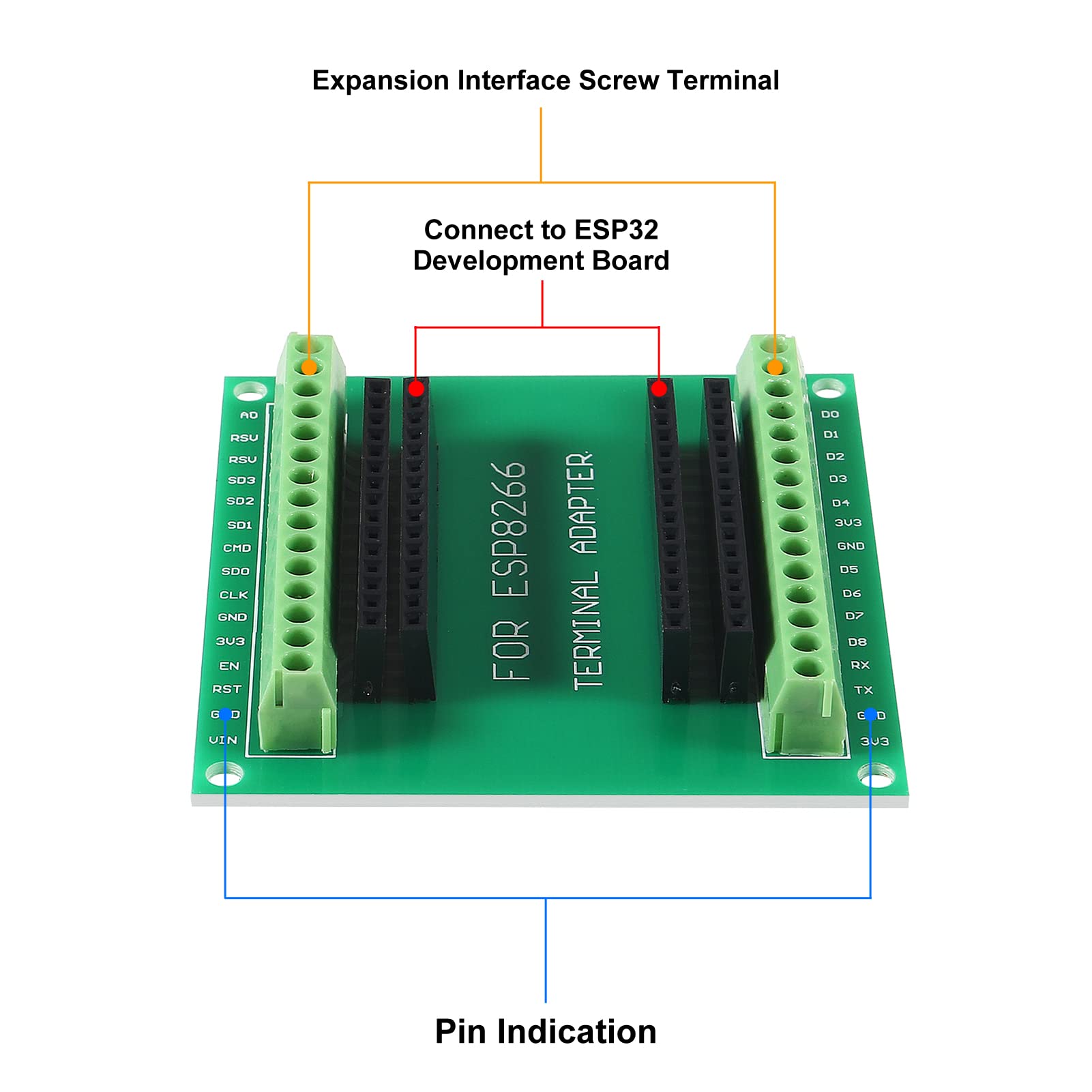 3Pcs Esp8266 Breakout Board Gpio 1 Into 2 Terminal Screw Board Compatible With Esp8266 Esp 12E Block Pcb Microcontroller Develop