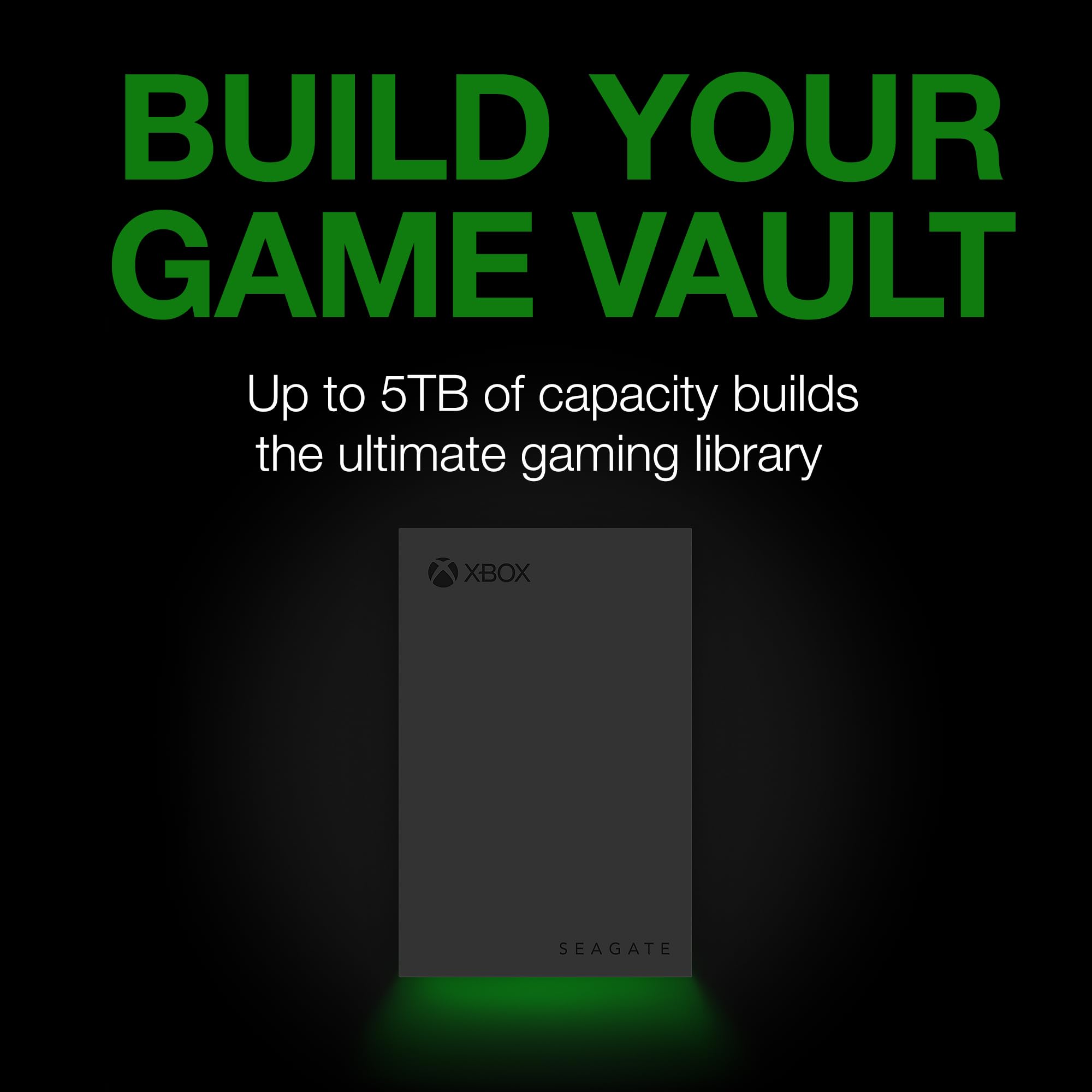 Seagate Game Drive For Xbox 5Tb External Hard Drive Portable Hdd   Usb 3.2 Gen 1, Black With Built In Green Led Bar, Xbox Certif