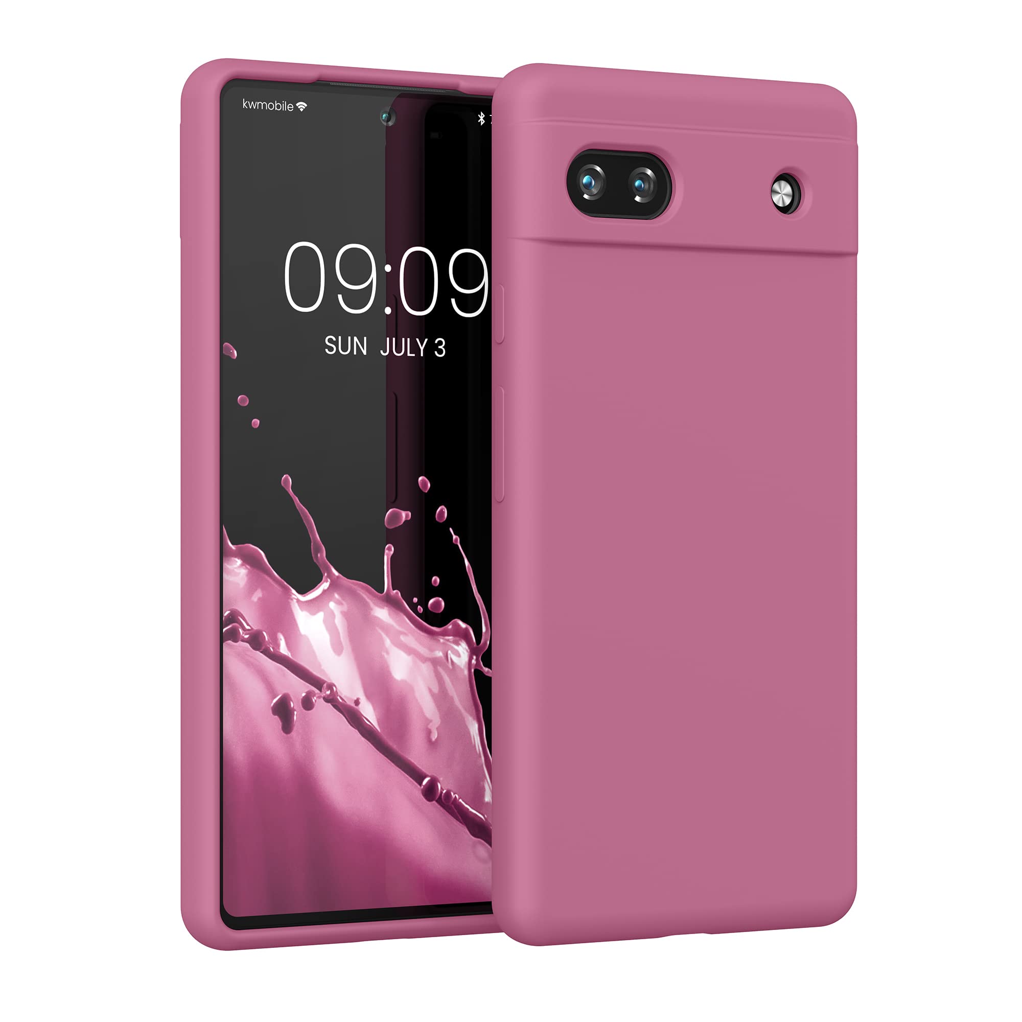 kwmobile Case Compatible with Google Pixel 6a Case - TPU Silicone Phone Cover with Soft Finish - Dark Rose