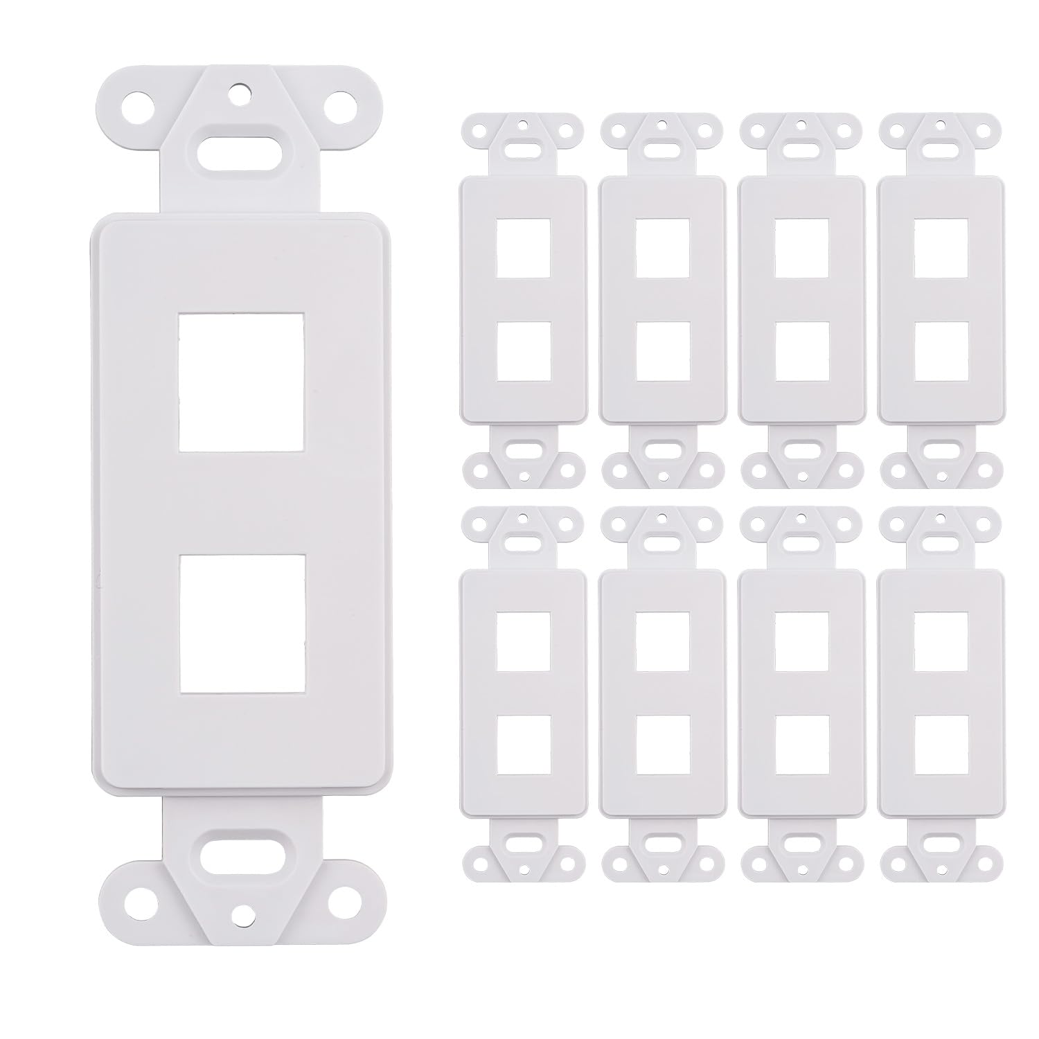 Decorative Wall Plate Keystone Insert, 2 Gang Jack White Wallplate 1/2/3/4 Port 10 Pack (2 Port)