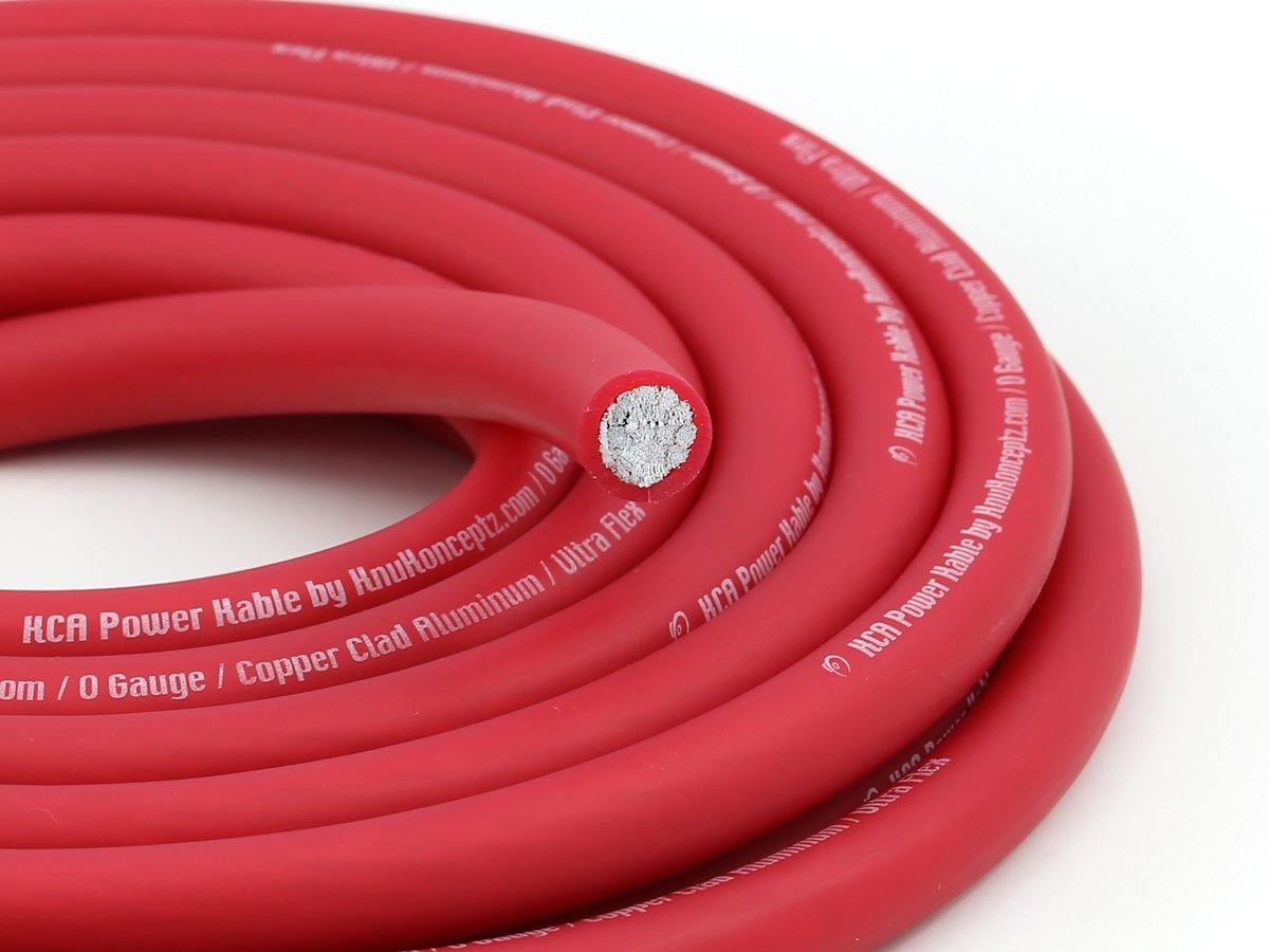 KnuKonceptz KCA 0 Gauge Power Ground Amp Wire Cable Red (20 ft) 1/0 AWG