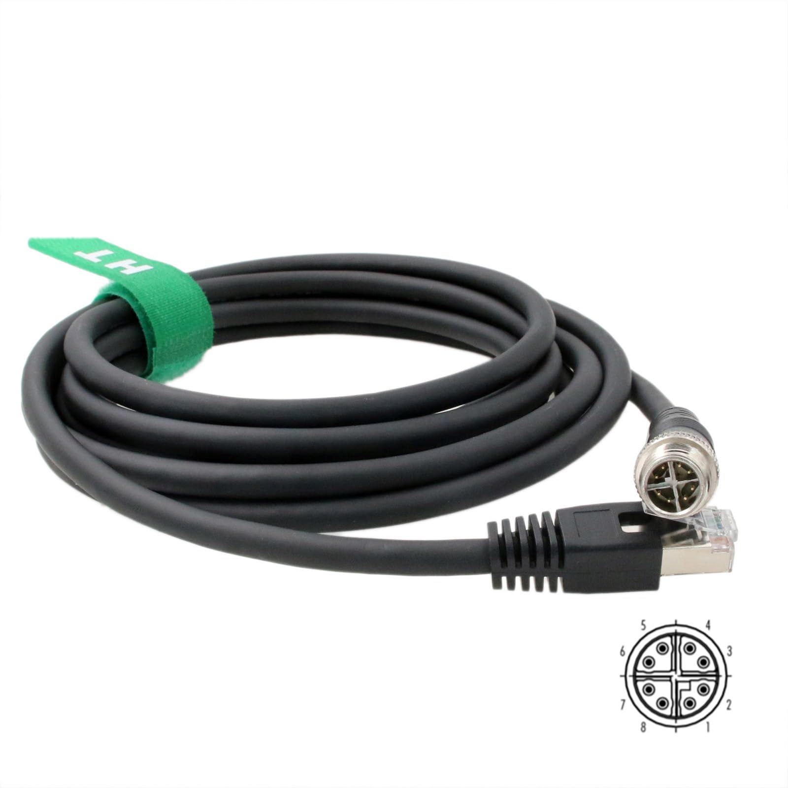 Hangton Ethernet Network Cable For Basler Baumer Matrix 320 220 Cognex Keyence Plc Router Switch Camera Sensor Reader, M12 8 Pin