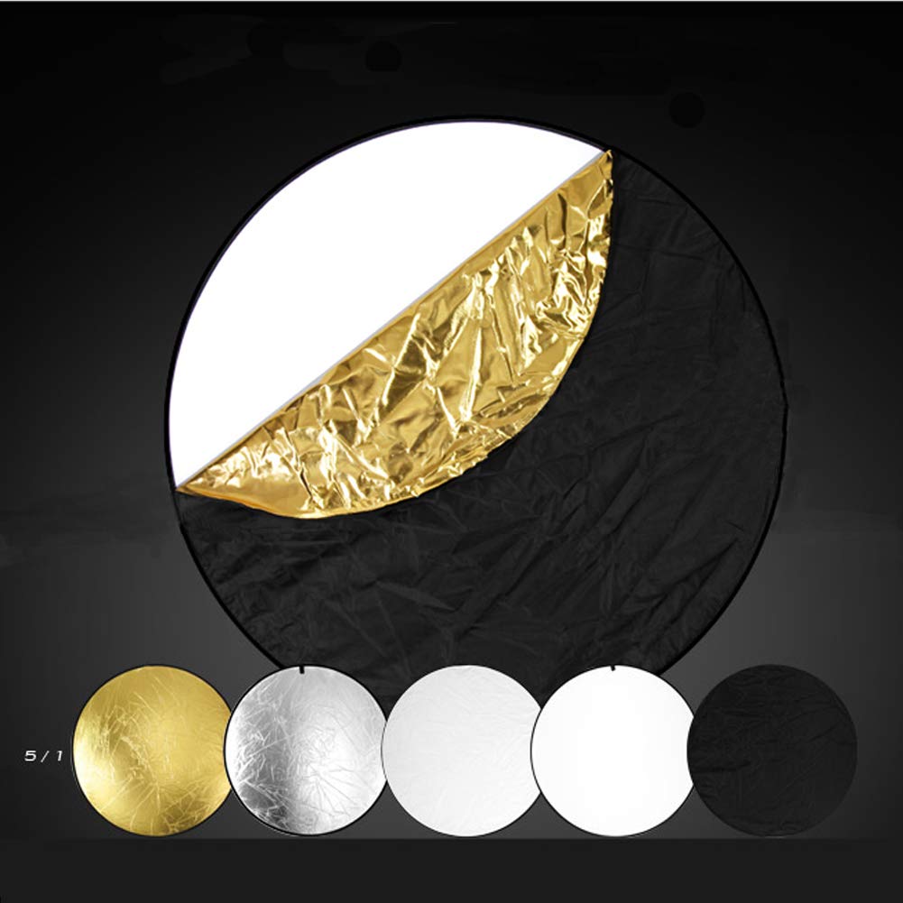 Aqirui 32Inch/80Cm 5 In 1 Collapsible Light Reflector Round Multi Disc With Bag Translucent, Silver, Gold, White And Black For P
