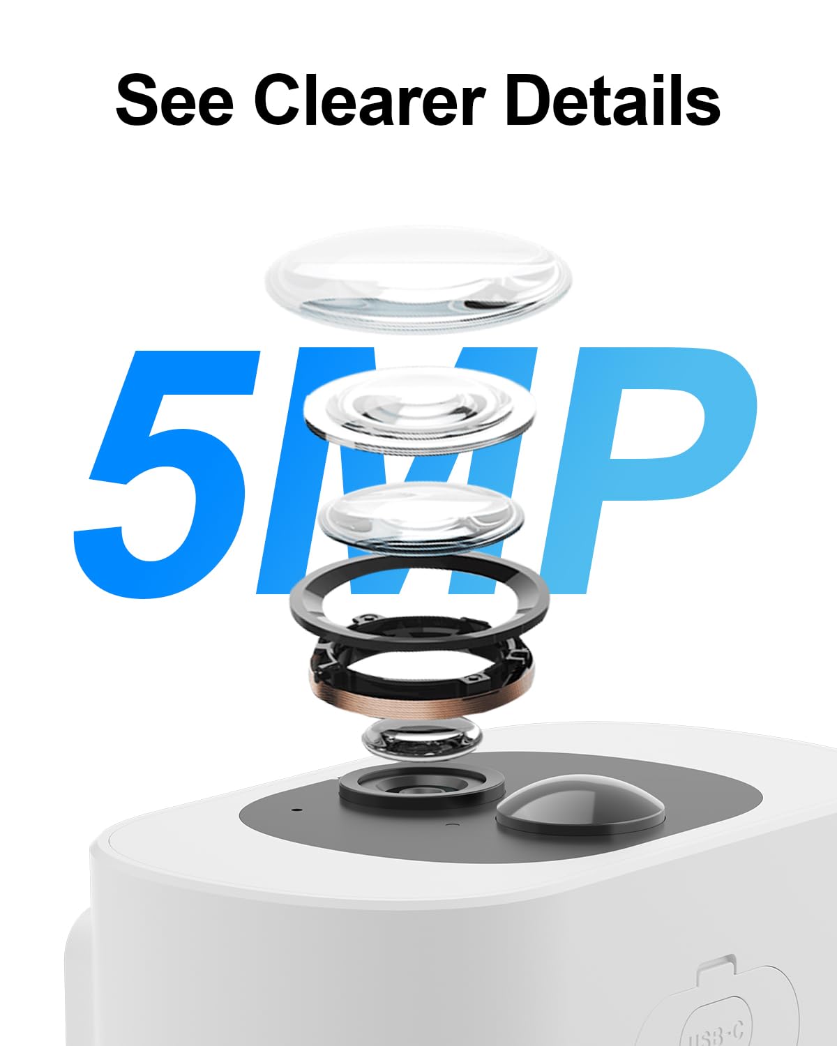 Anran 5Mp Solar Security Camera Outdoor, Wireless Battery Powered Wifi Camera For Home Surveillance With Buit In Solar Panel, Co