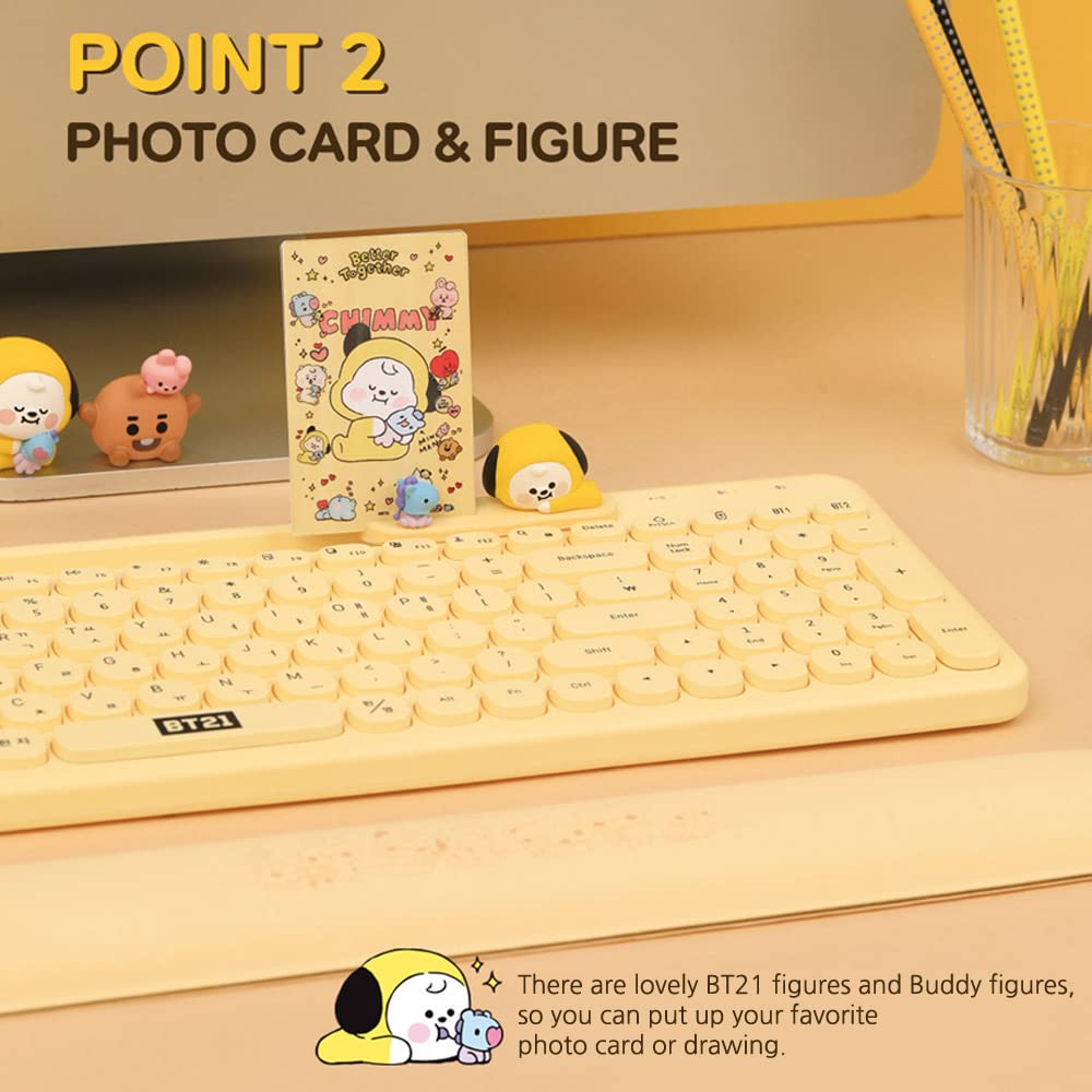 Bt21 Little Buddy Multi Pairing Wireless Retro Computer Keyboards, Membrane 102 Key Design Keyboard (Mang)