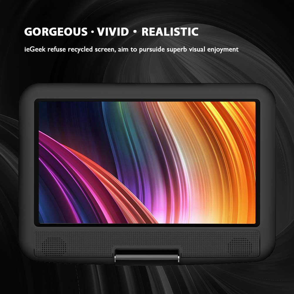 Iegeek 11.5 Portable Dvd Player For Kids And Car, 9.5 Eye-Protective Screen With 5 Hours Rechargeable Battery, Support Sync Tv/U