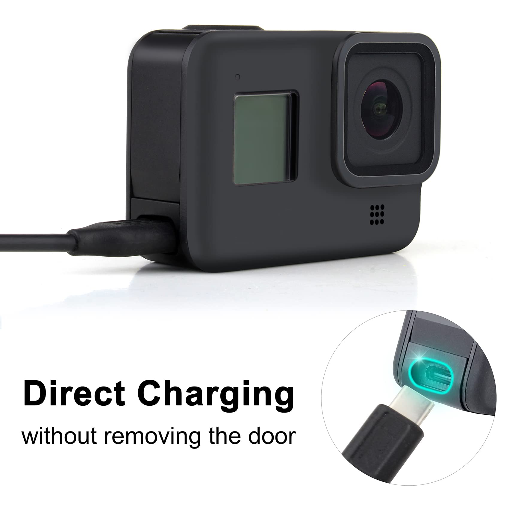 Gepuly Aluminum Replacement Battery Cover Side Door For Gopro Hero 8 Black   Charging Without Removing The Battery Door Cover