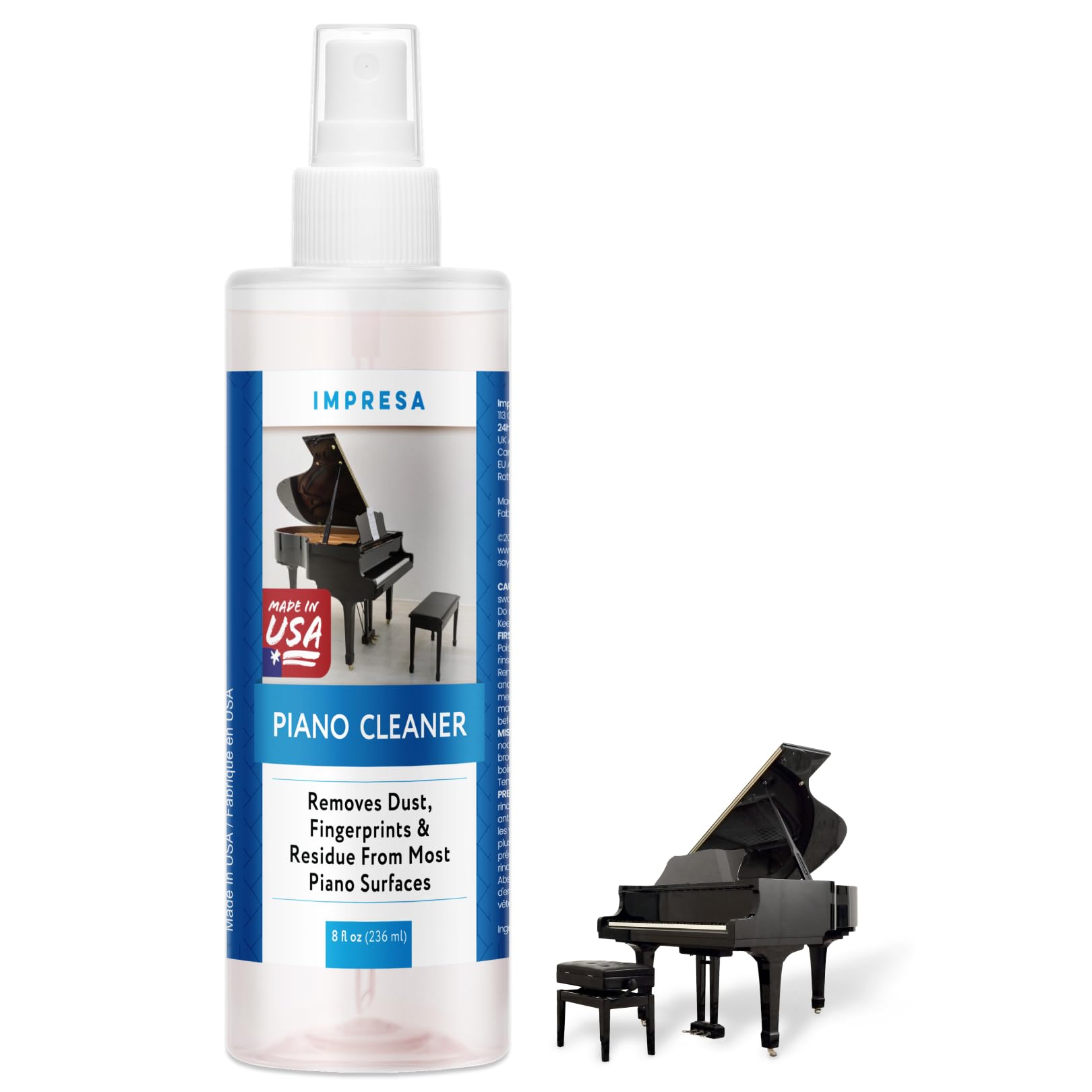 Impresa 8 Oz Grand Piano Cleaner Spray   High Gloss Piano Surface Cleaning Supplies Kit