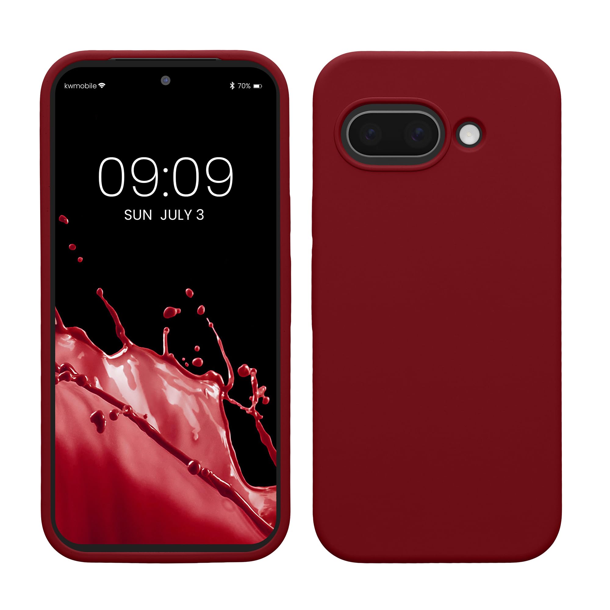 kwmobile Case Compatible with Google Pixel 9a Case - TPU Silicone Phone Cover with Soft Finish - Rhubarb Red