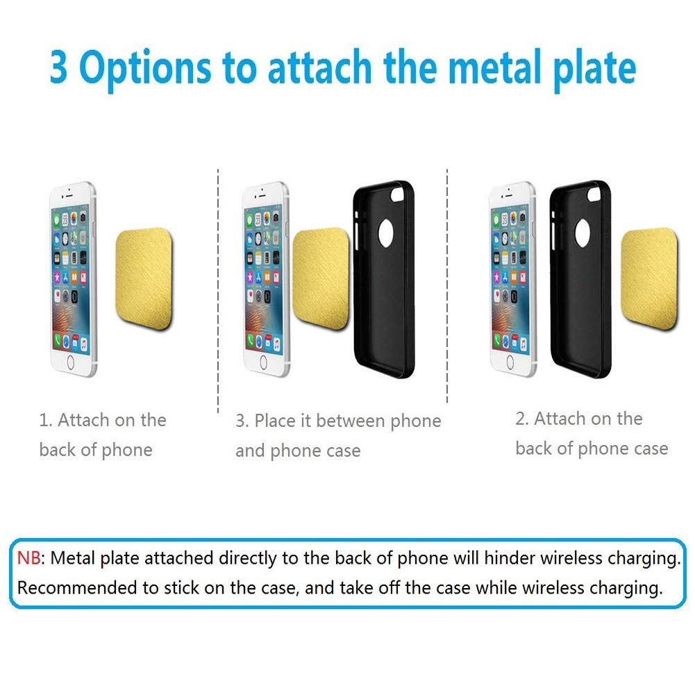 Ackllr 16 Pieces Phone Car Mount Metal Plate With Adhesive For Magnetic Cradle Less Mount,Cell Phone, Gps And Tablet Holder, 8 R