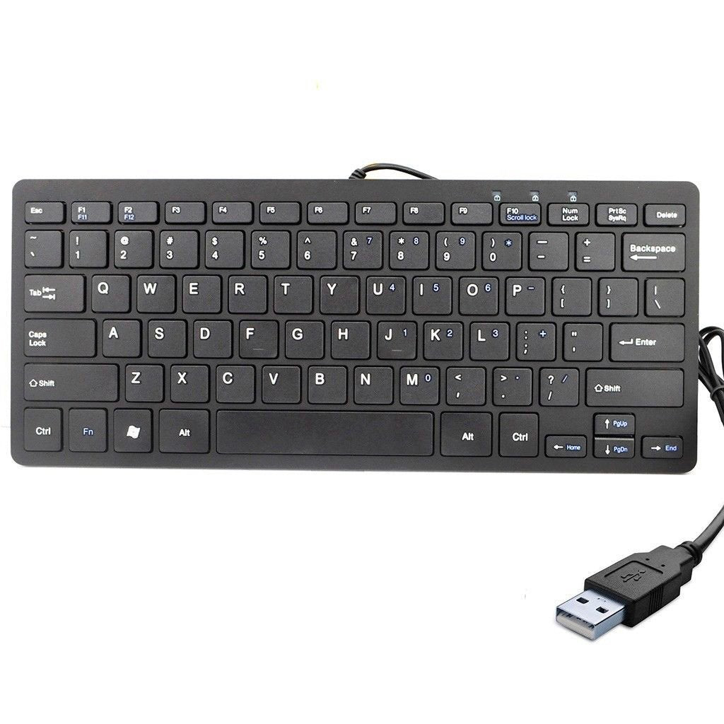 Ikkegol Usb Mini Slim Wired 78 Key Small Super Thin Compact Keyboard For Desktop Laptop Pc Win 7 Mac (Black)
