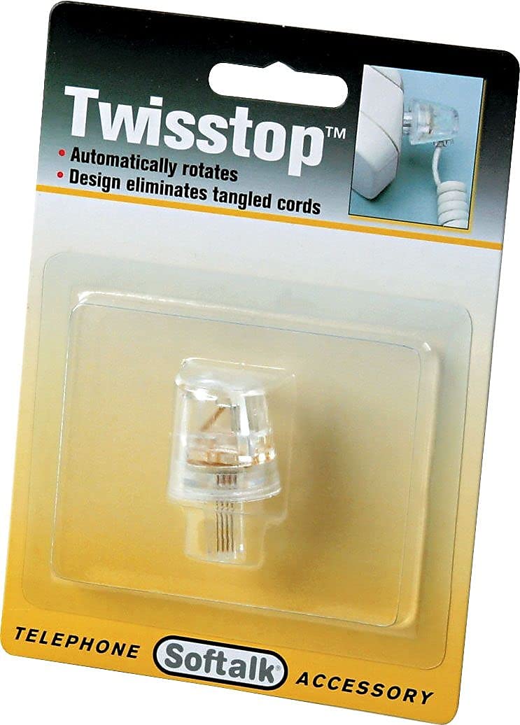 Softalk Clear Twisstop Phone Cord Detanglers, Automatically Rotates to Prevent Phone Cord Tangling, Tooless Design (01500)