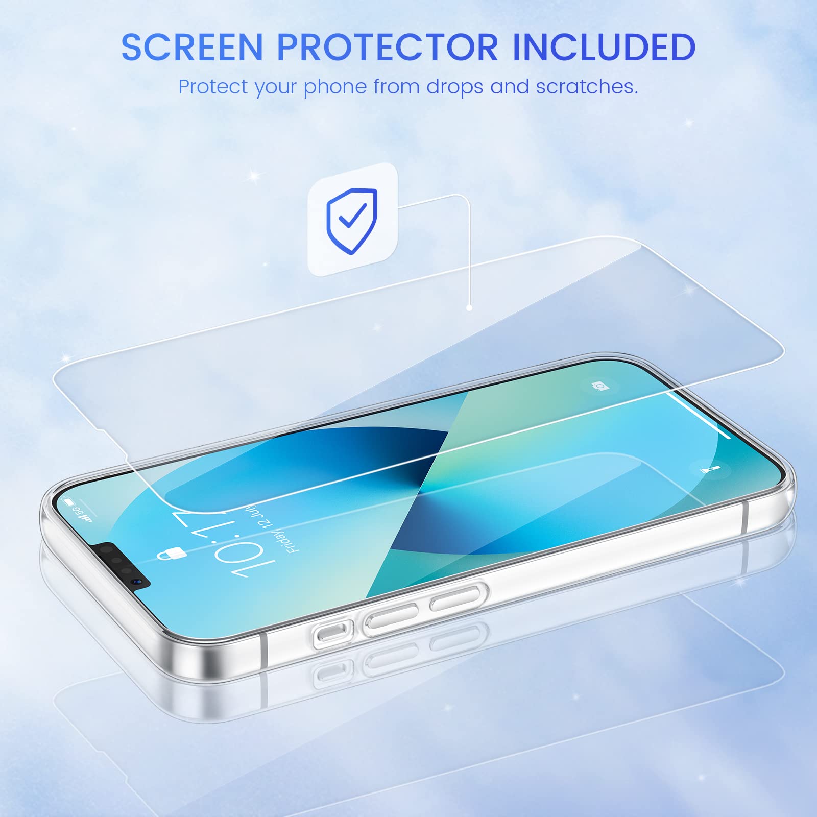 Caka For Iphone 13 Case, Iphone 14 Case Glitter With Screen Protector For Women Girls Liquid Bling Sparkle Floating Quicksand Tr