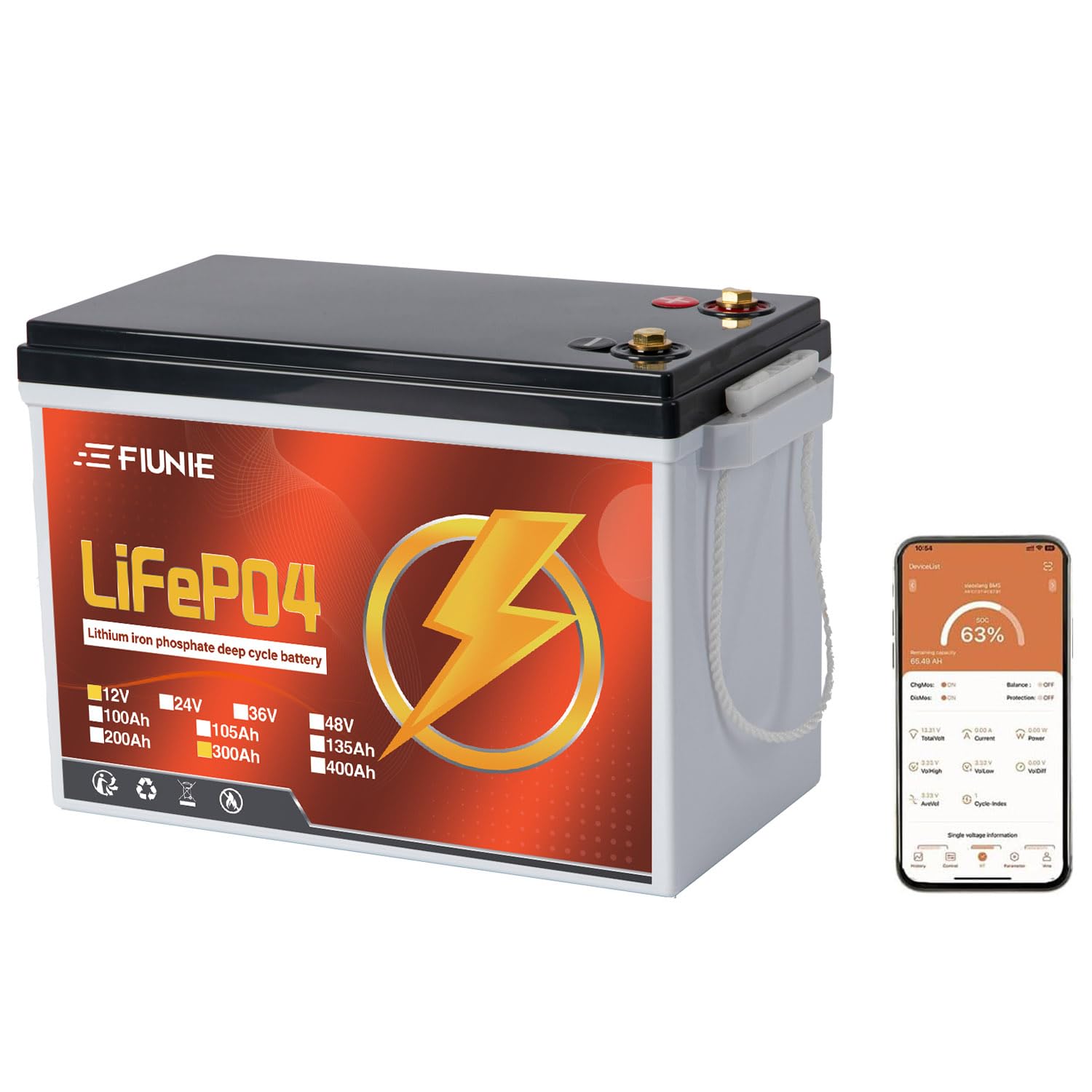 12V 300Ah Lifepo4 Lithium Battery 200A Bms 8000+ Deep Cycle Lithium Battery, Low Temp Protection, 3840Wh Load Power Energy For T
