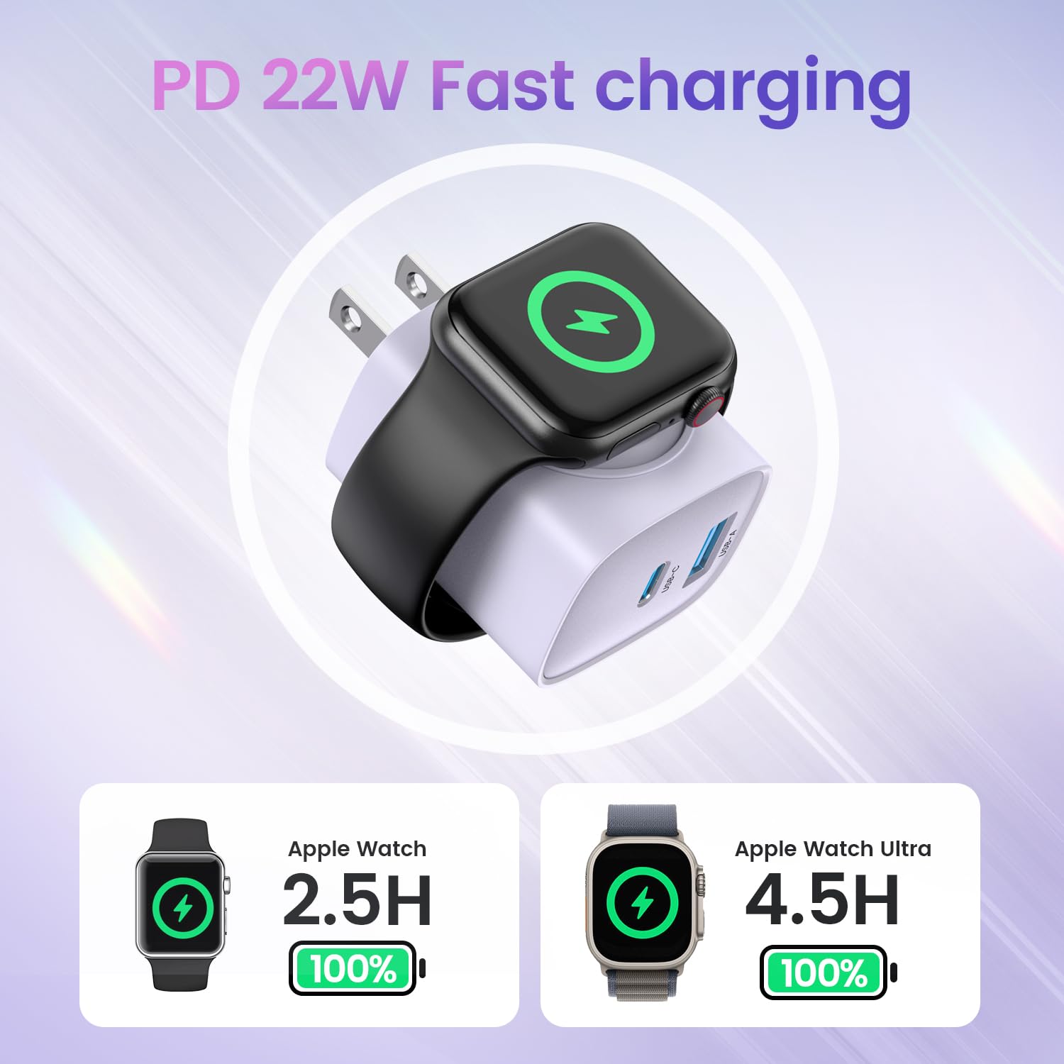 Topadre For Apple Watch Charger With 20W Fast Charging Block, 3 In 1 Pd Usb C Wall Charger Block For Iwatch Series Ultra/9/8/7/6