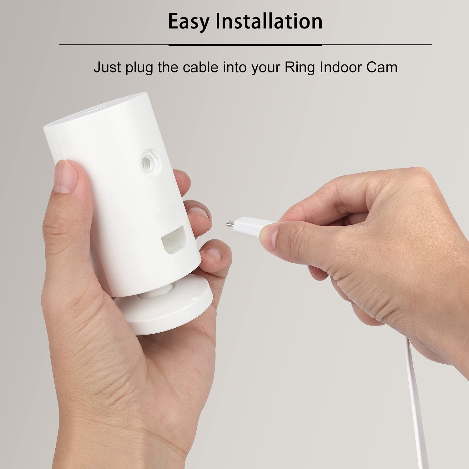 Alertcam Power Adapter For Ring Indoor Cam (2Nd Gen) And Ring Indoor Cam(1St Gen), With 25Ft/7.5M Flat Charging Cable Continuously Charge Your Camera (Not Compatible With Ring Stick Up Cam)