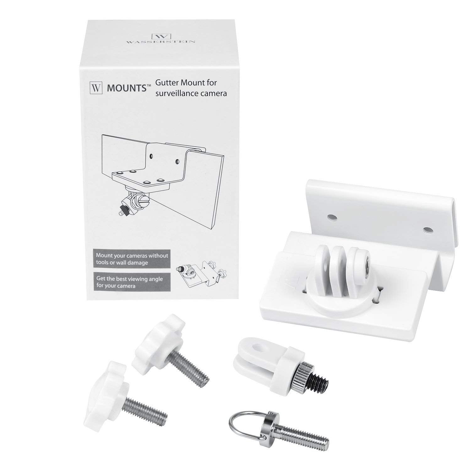 Wasserstein Weatherproof Gutter Mount   Compatible With Arlo Pro/Pro 2/Pro 3/Pro 4/ Pro 5S/Hd/Ultra/Ultra 2 (2 Pack, White)