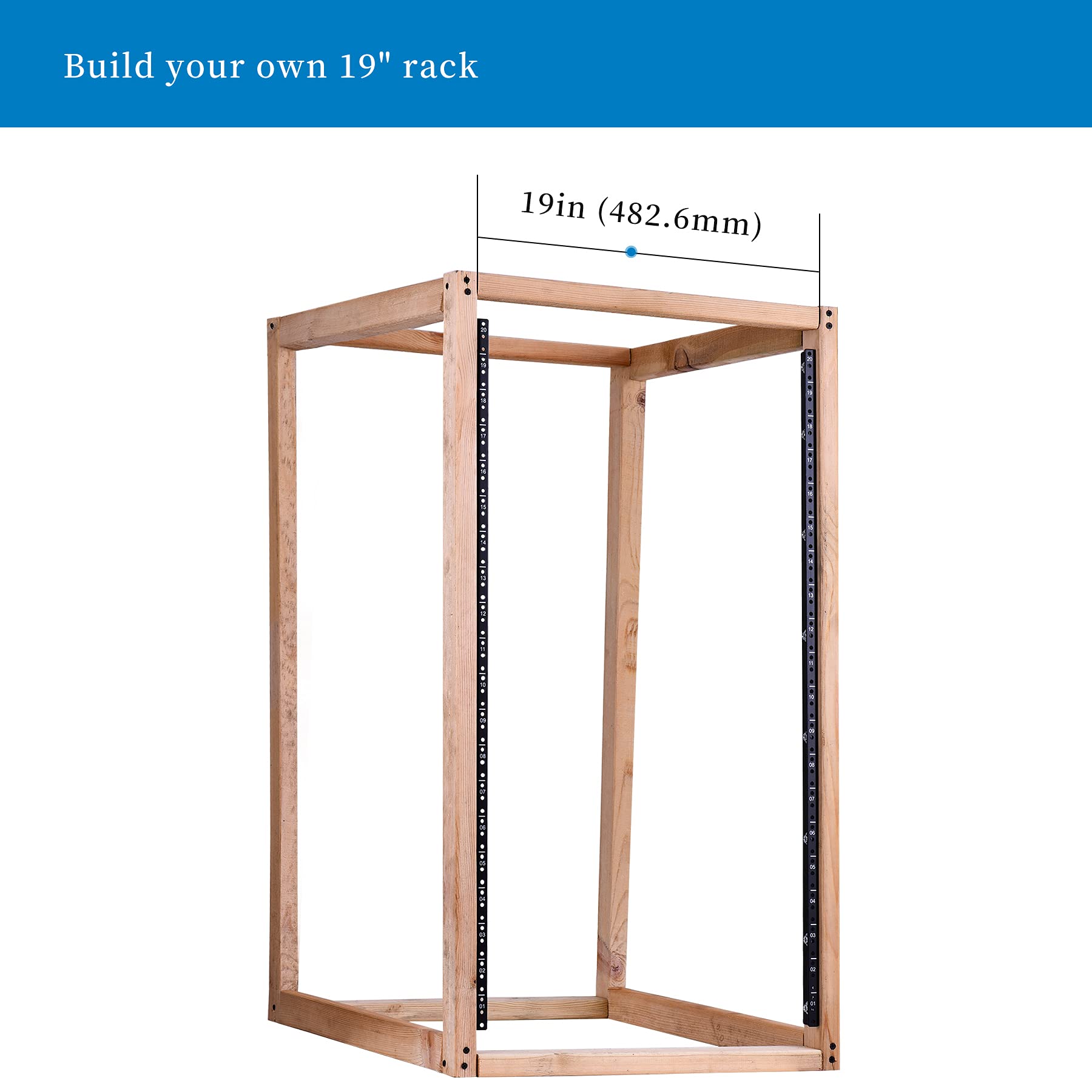 Rackpath 20U Vertical Server Rack Rail Pair Kit, Diy Rack Build, 12-24 Screws X80