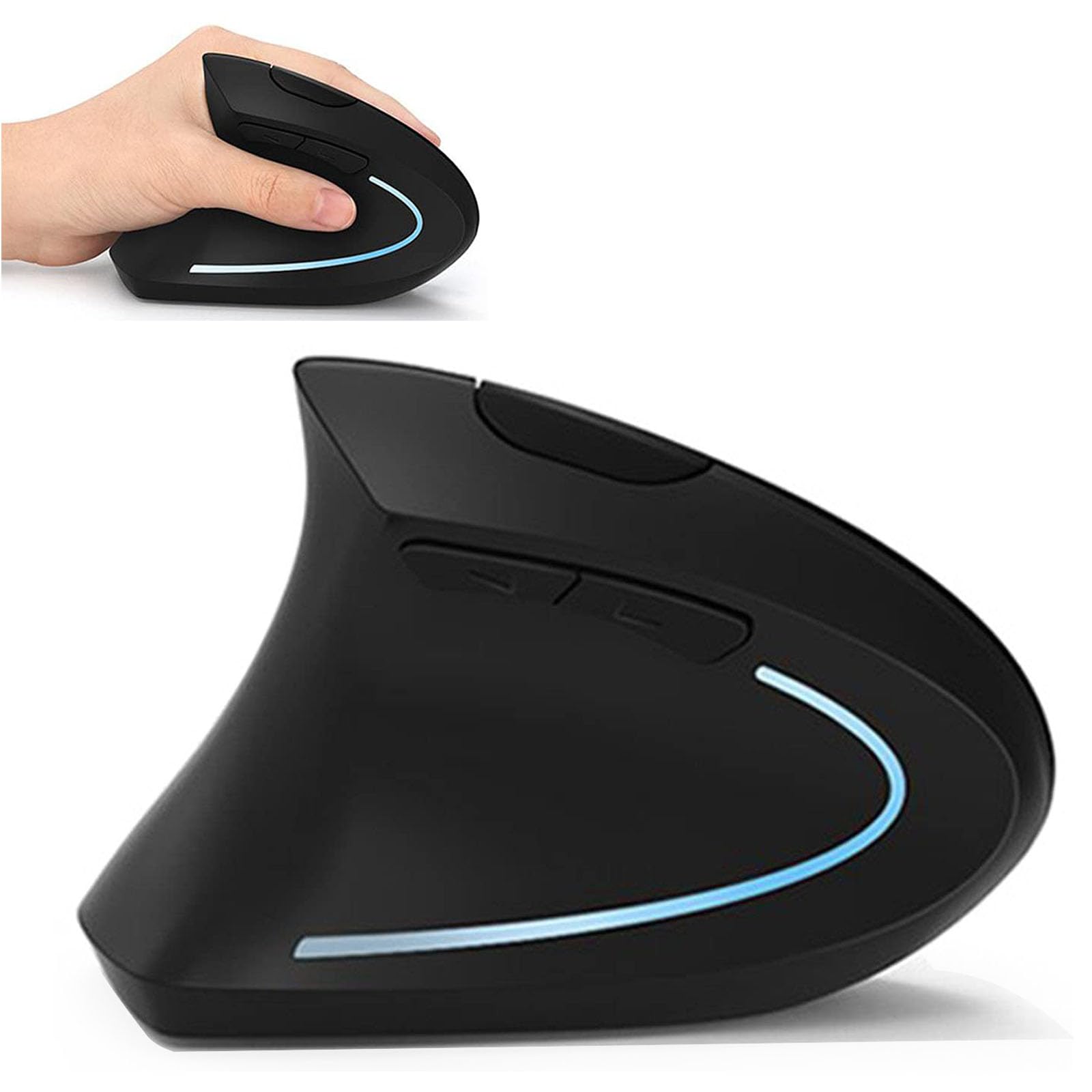 Lekvey Left Handed Mouse, Wireless 2.4G Usb Lefty Left Hand Ergonomic Vertical Mouse, Less Noise   Black