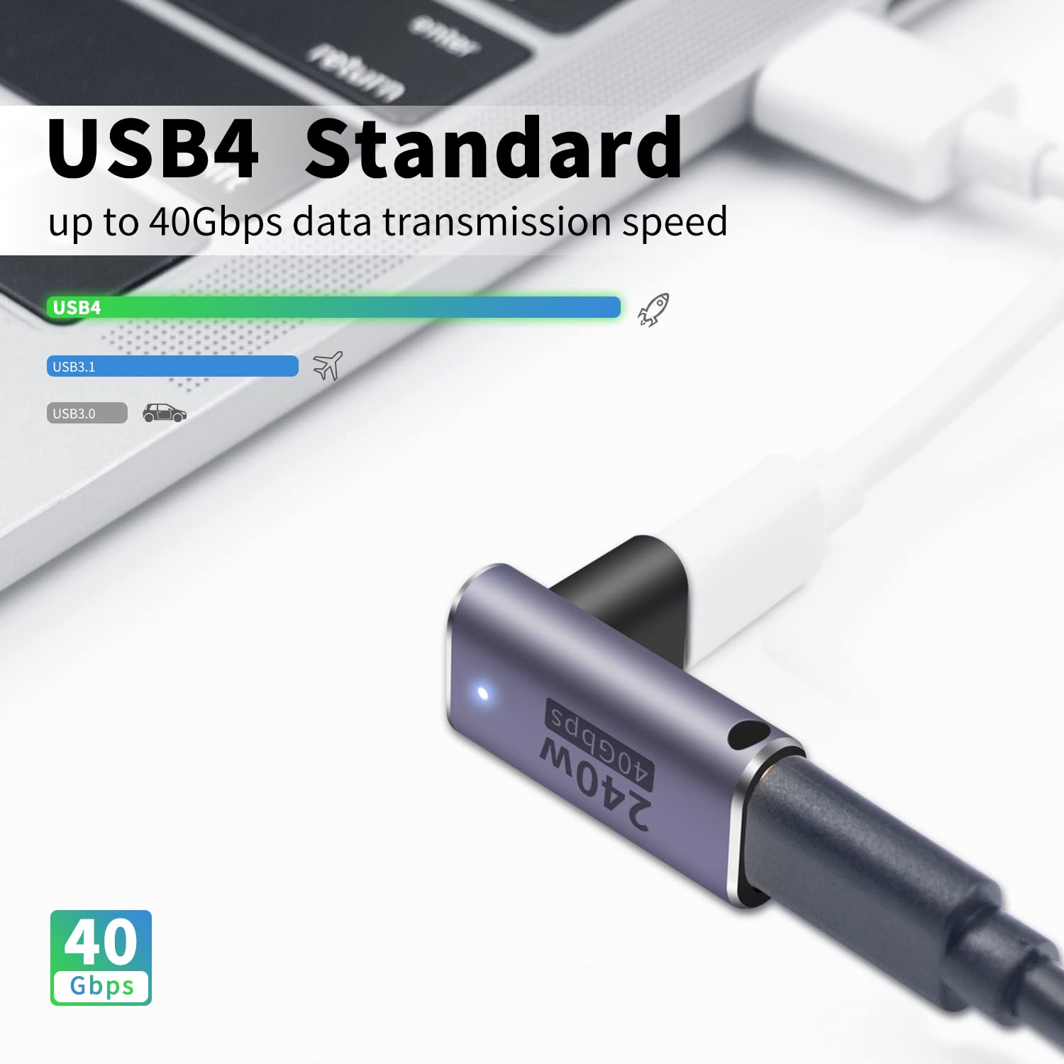 Poyiccot Usb C Coupler 240W, Usb C Female To Female Adapter, 90 Degree Usb C Coupler Extender Adapter Supports 40Gbps Fast Charging & 8K Video Output For Thunderbolt 4/3 Ipad,Macbook, 2Pack