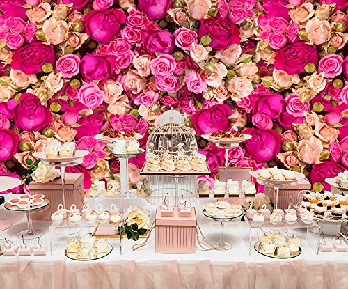 5X3Ft Pink Red Rose Flowers Photography Backdrop Valentine'S Day Photo Background Baby Shower Wedding Happy Birthday Decoration Mother'S Day Backdrop Blossoms Roses Wall Art For Photo Booth Props