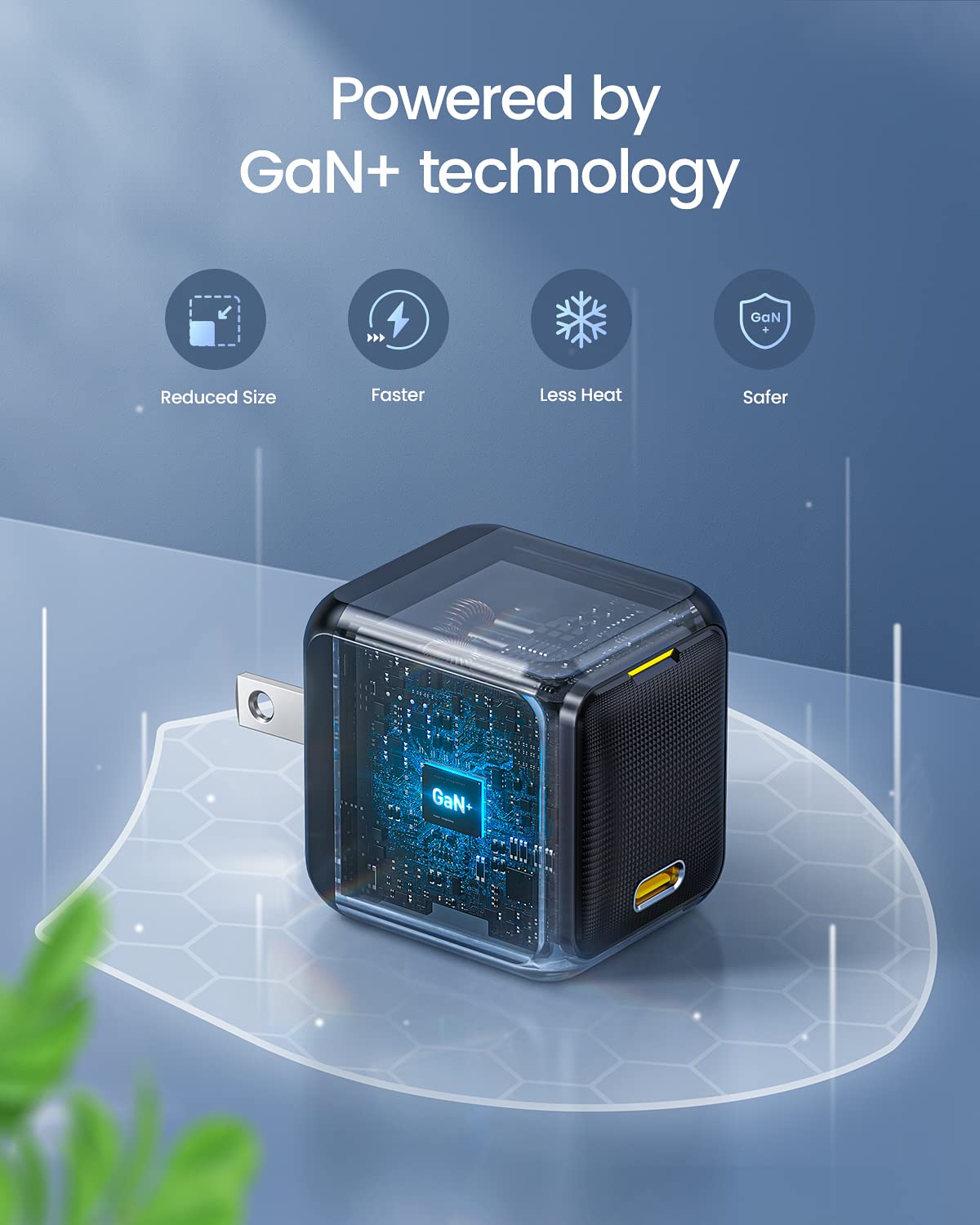 Aohi 65W Pd Usb C Charger, Gan+ Magcube Fast Wall Charger Power Adapter With 4Ft Usb C Led Display Cable For Notebook Macbook Pr