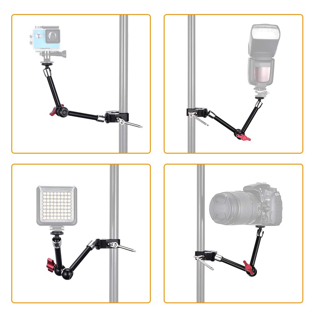 Utebit 11 Inch Magic Arm Camera Mount Articulating Friction Arms With Super Crab Clamp For Dslr Camera Rig, Flash Light, Led Lights, Lcd Monitor