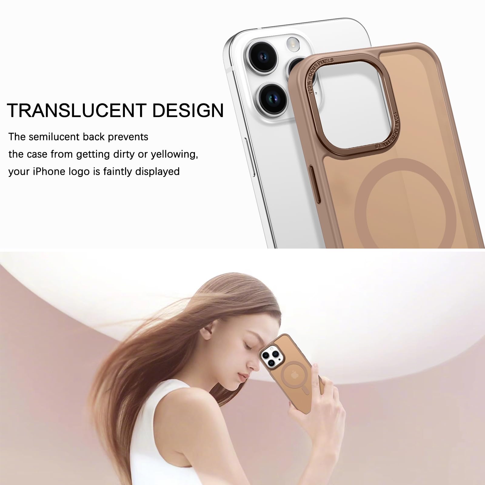 Bentoben For Iphone 15 Pro Max Case,Iphone 15 Pro Max Magnetic Phone Case[Compatible With Magsafe] Translucent Matte Slim Shockp