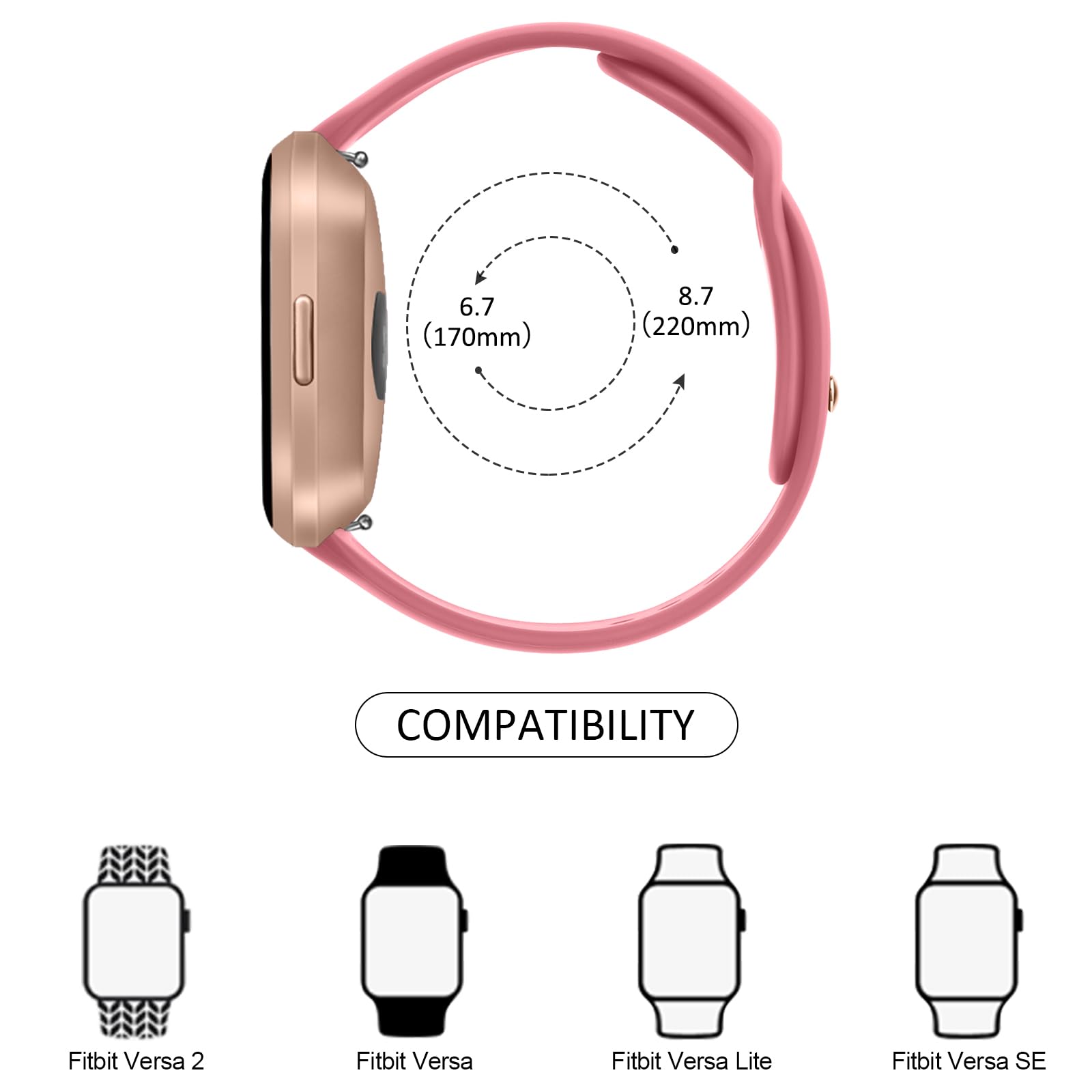 AK Silicone Bands for Fitbit Versa - Coral Red Soft Straps Replacement Wristbands for Versa 2 Smart Watch