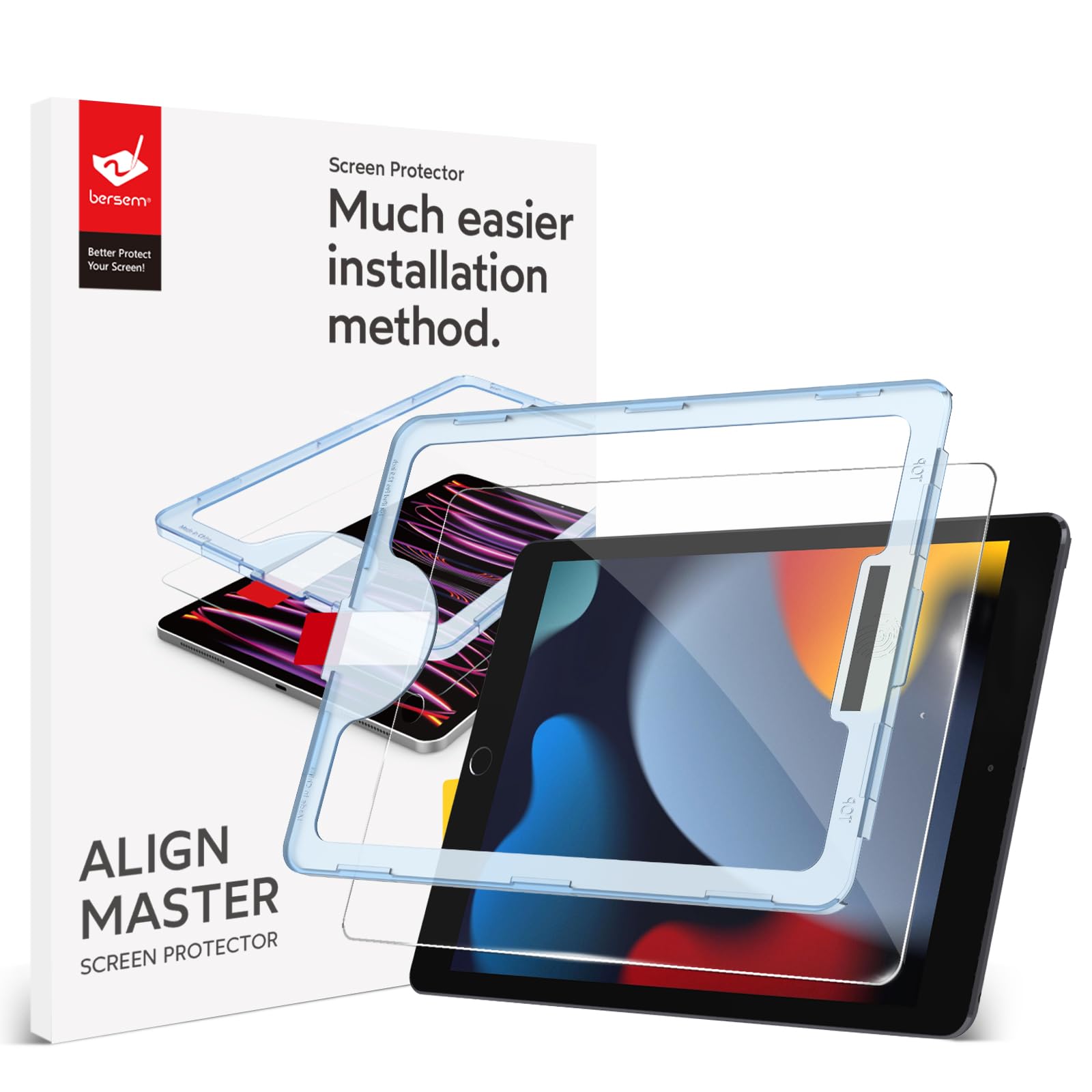 Bersem Screen Protector Compatible With Ipad 9Th/8Th/7Th 10.2 Inch (2021&2020&2019 Models) Tempered Glass, Ultra Clear, Anti Scr