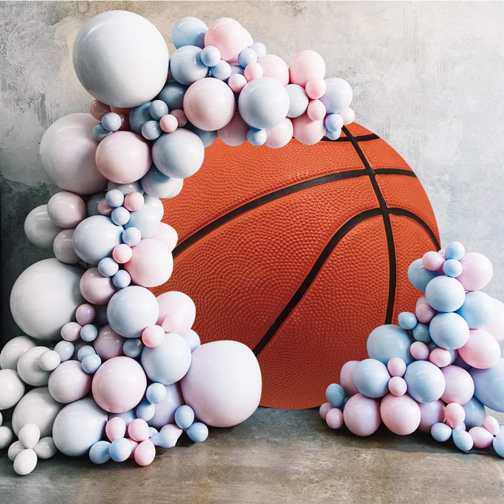 Dorcev Diameter 7.2Ft Brown Basketball Photo Round Backdrop Cover Physical Exercise For Kids Boys Man Birthday Party Circle Phot