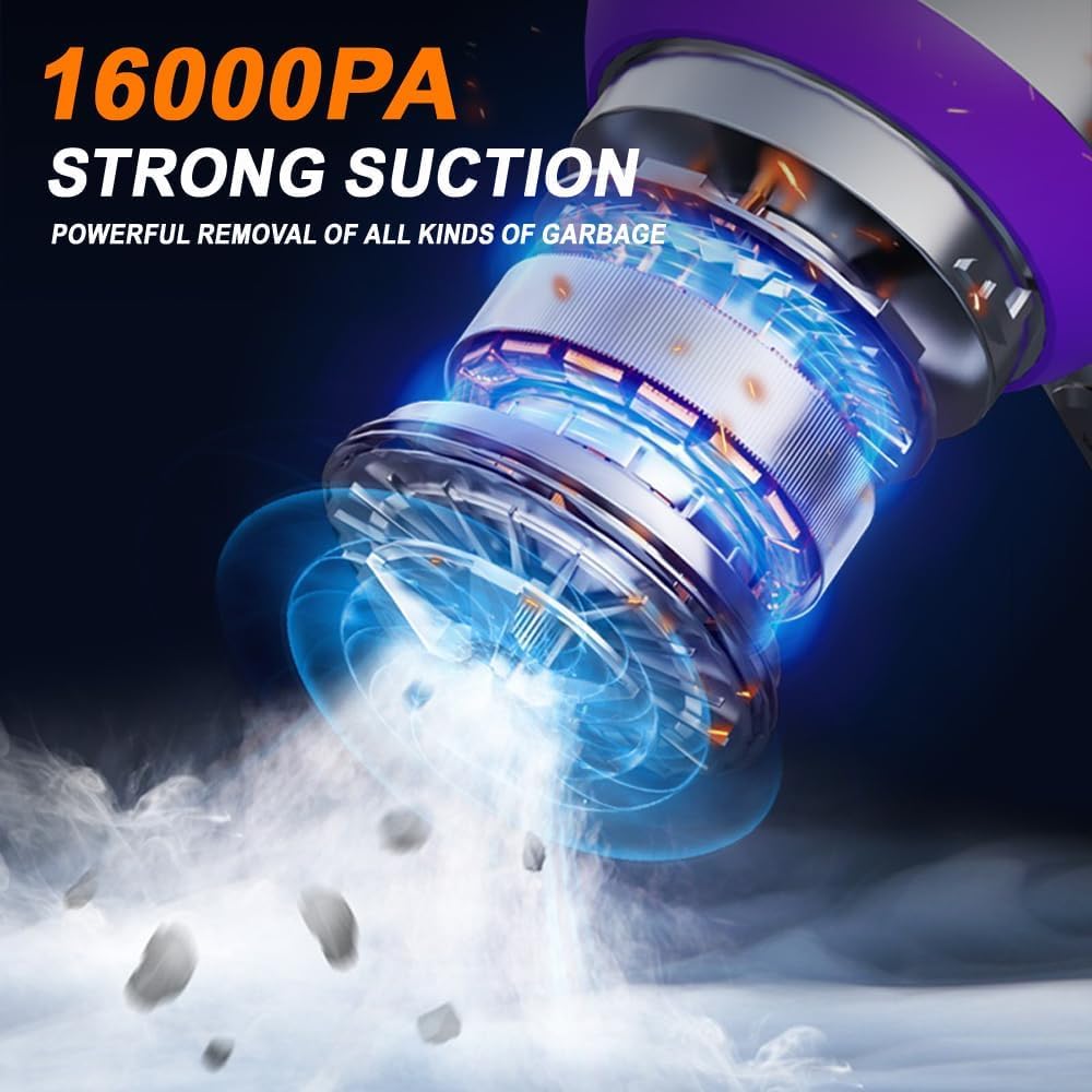 Car Vacuum Cleaner, Mini Handheld Vacuum Cordless 16000Pa 120W Powerful Brushless, Low Noise Rechargeable Mini Vacuum For Car, H