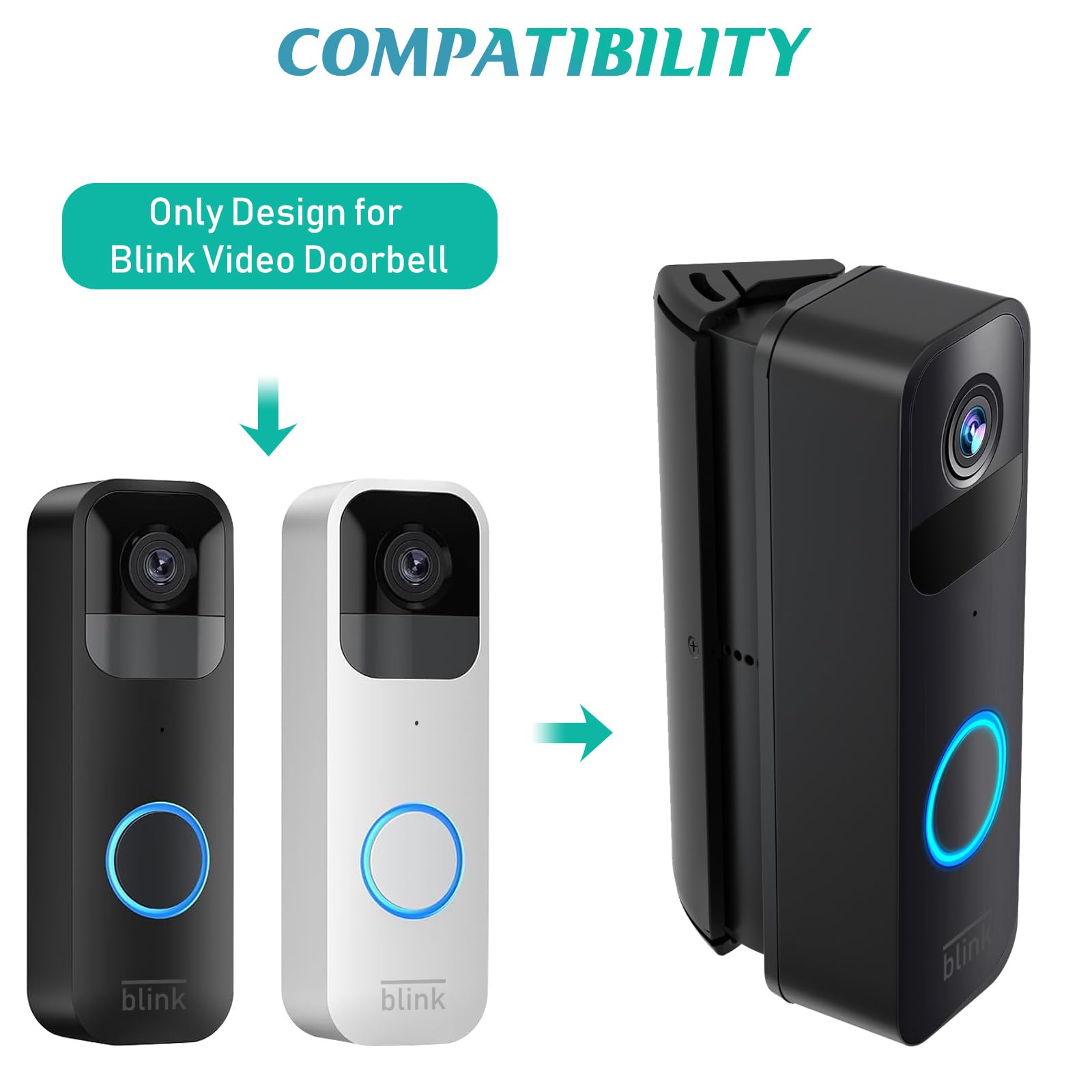 Sibada Blink Doorbell Angle Mount, Adjustable 30 To 55 Degrees Corner Mount, Angled Mounting Bracket Wedge Kit For Blink Video D