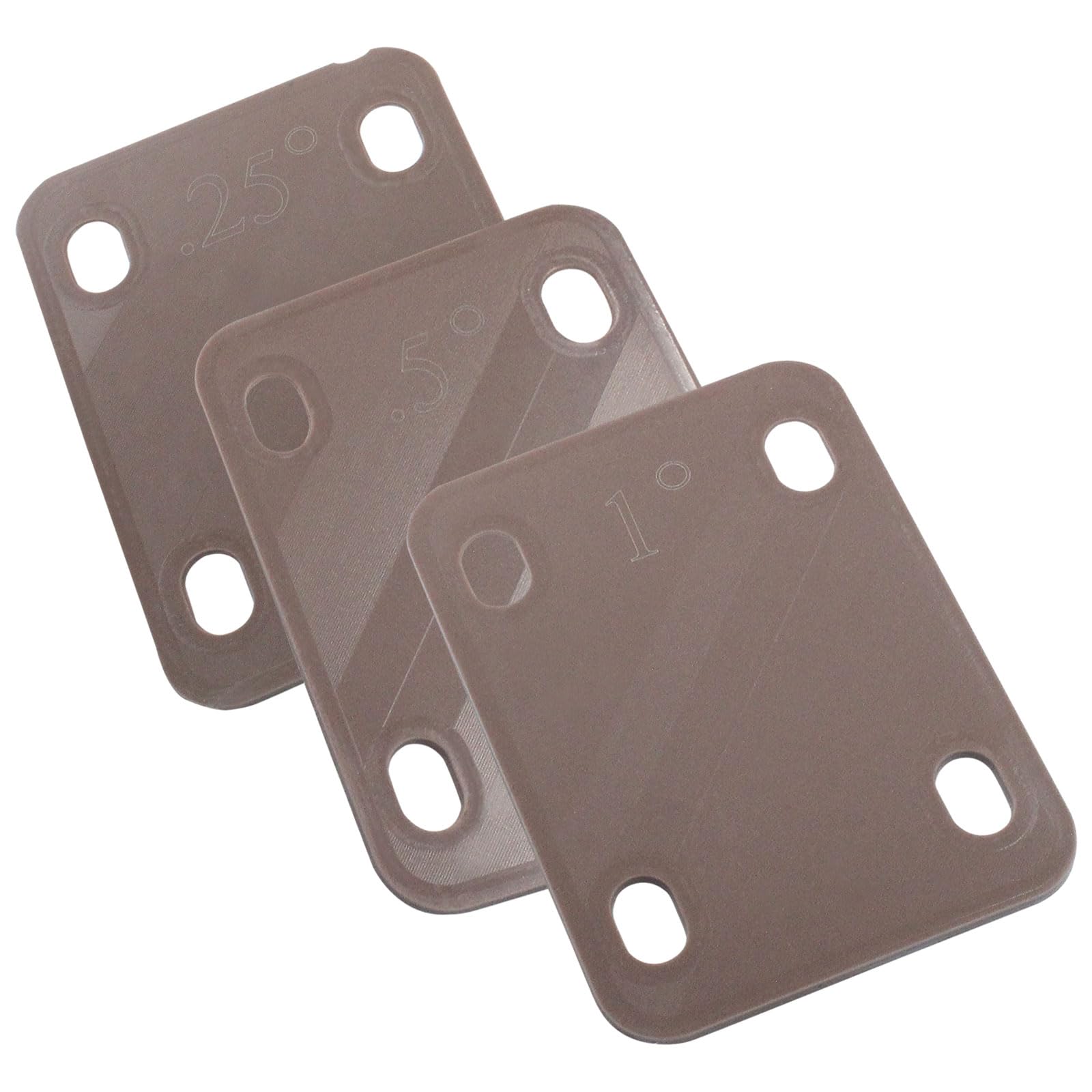 Piutouyar 3 Pack Guitar Neck Shims, Brown Nylon Gasket Neck Shim Protection, 0.25, 0.5, 1 Degree Neck Plate Tool For Guitar Bass