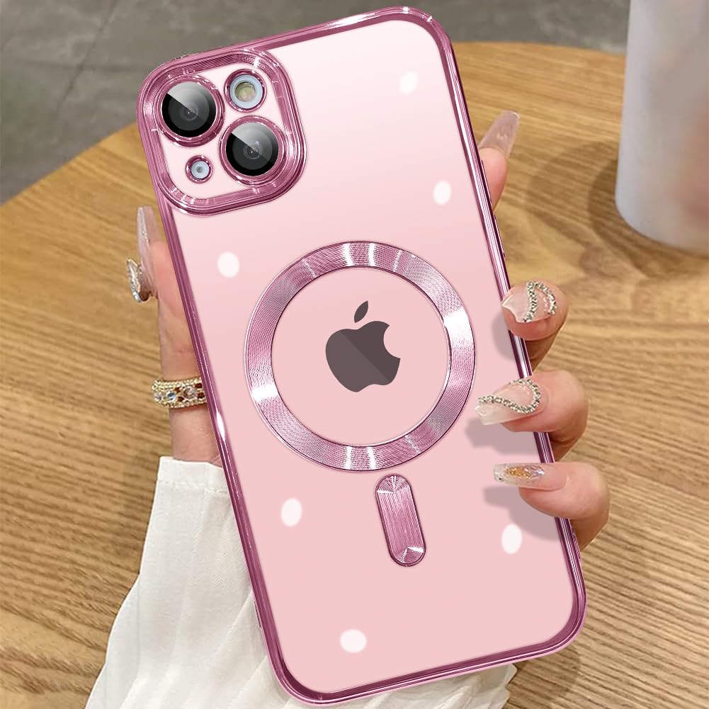 Ziye Magnetic Case For Iphone 14 Case [Compatible With Magsafe] Camera Lens Protector Plating Luxury Cover For Women Men Clear S