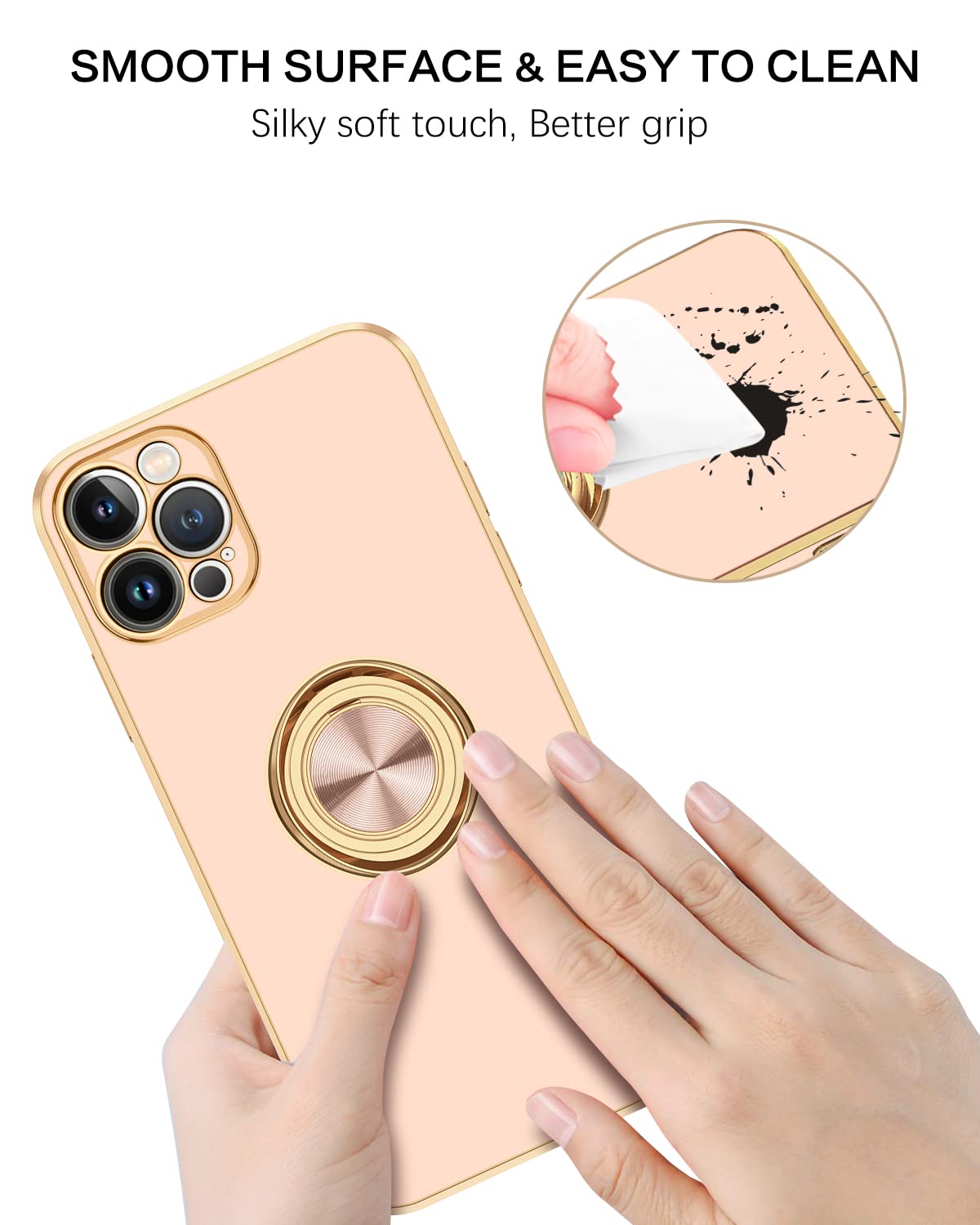 Bentoben Iphone 13 Pro Case, Iphone 13 Pro Phone Case With 360    Ring Holder Kickstand Magnetic Car Mount Supported Protective