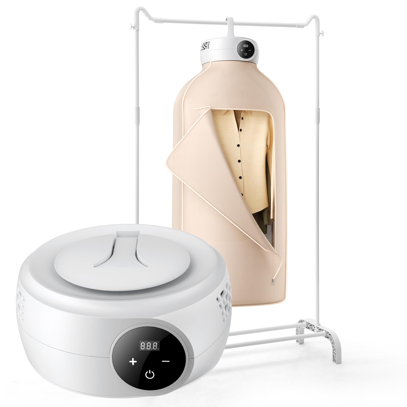 VEVOR Portable Clothes Dryer, Clothes Dryer with Dryer Bag, PTC Heating & LED Display, Foldable Mini Dryer with 5-H Timer for Ap
