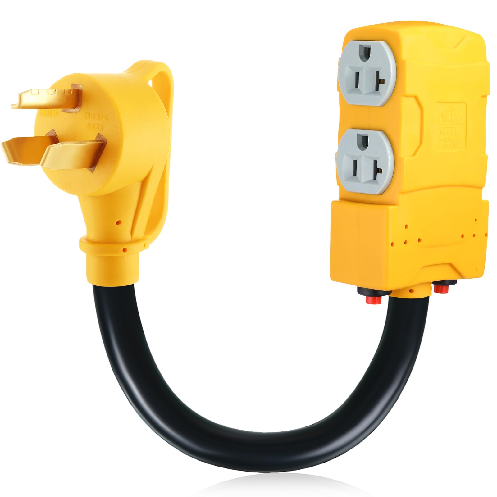 Kanayu 1.8 Ft 30 Amp To 20 Amp 110V Generator Distribution Adapter Compatible With Nema L5 30P To Nema 4X 5 20R/ 5 15R, 3 Prong