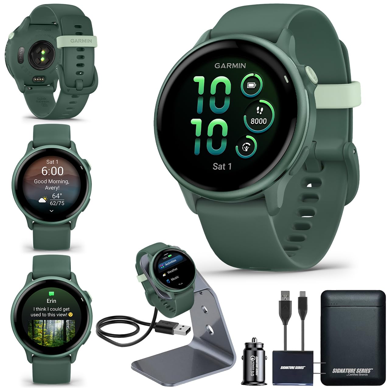 Garmin vivoactive 6 GPS Smartwatch with AMOLED Display, Jasper Green | Advanced Health and Fitness Features, Up to 11 Day Batter