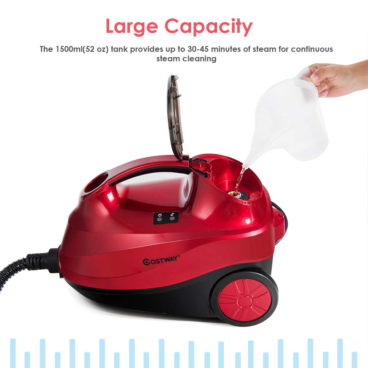Costway 2000W Multipurpose Steam Cleaner With 19 Accessories, Household Steamer With 1.5L Tank For Cleaning, Heavy Duty Rolling