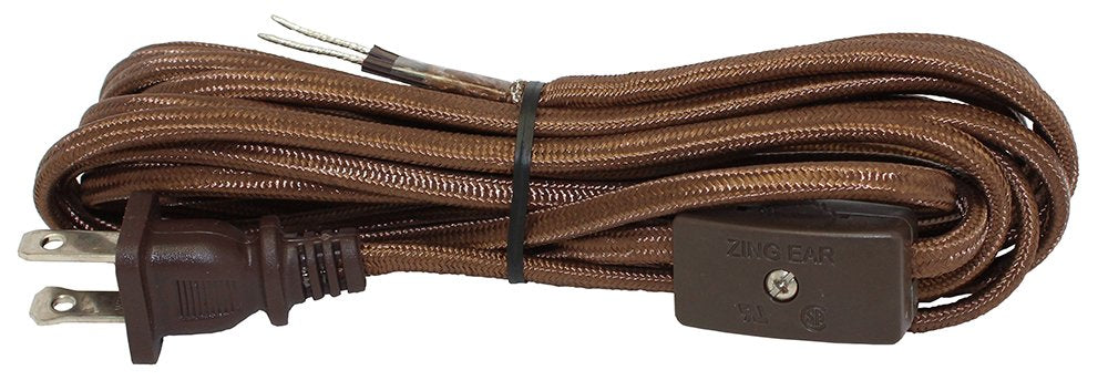 Ilightingsupply 56 8830 45 Rayon Covered Lamp Cord Set With Switch Installed, Brown Rayon